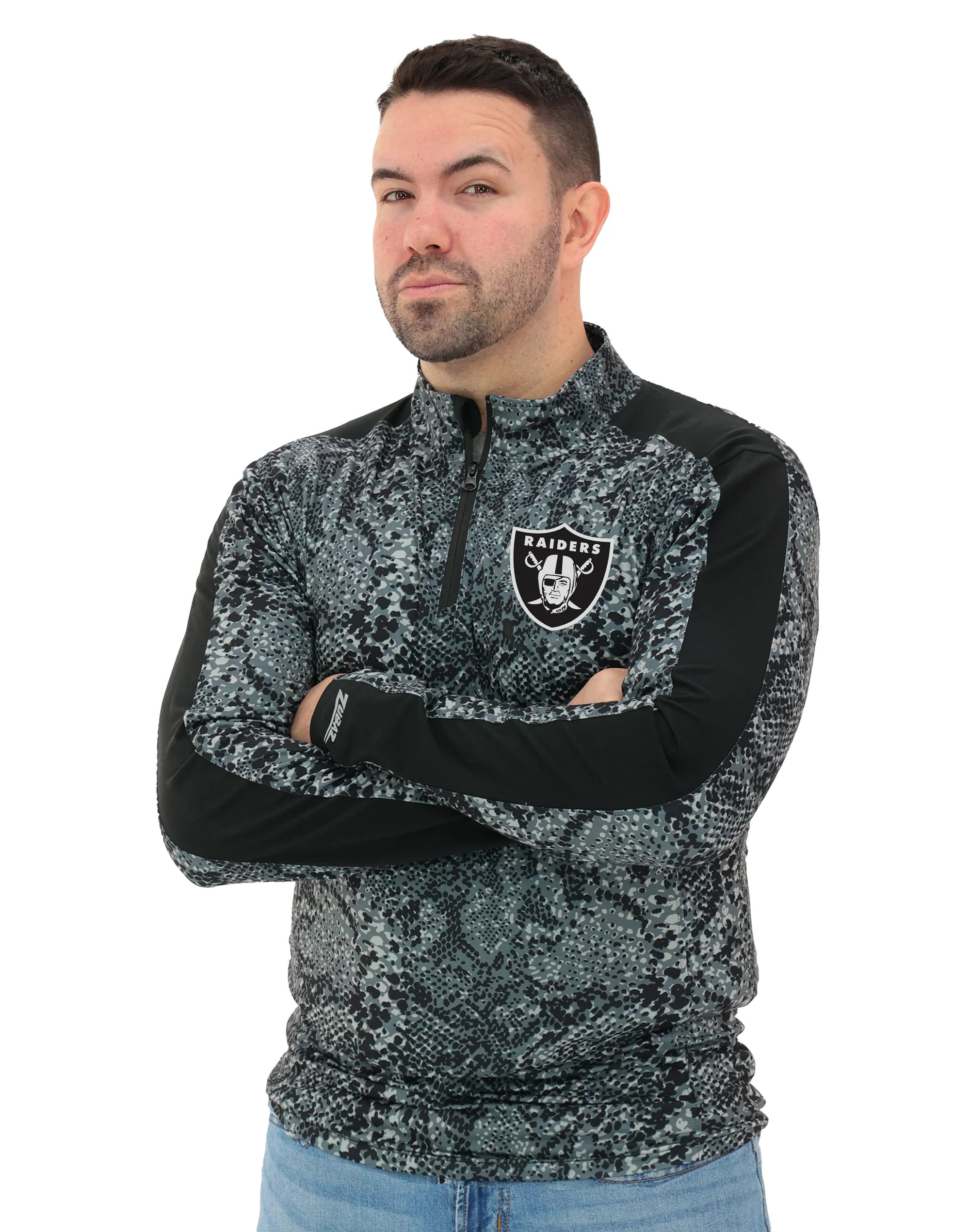 Zubaz NFL Men's Elevated Tonal Post 1/4 Zip, LAS VEGAS RAIDERS - Image 19