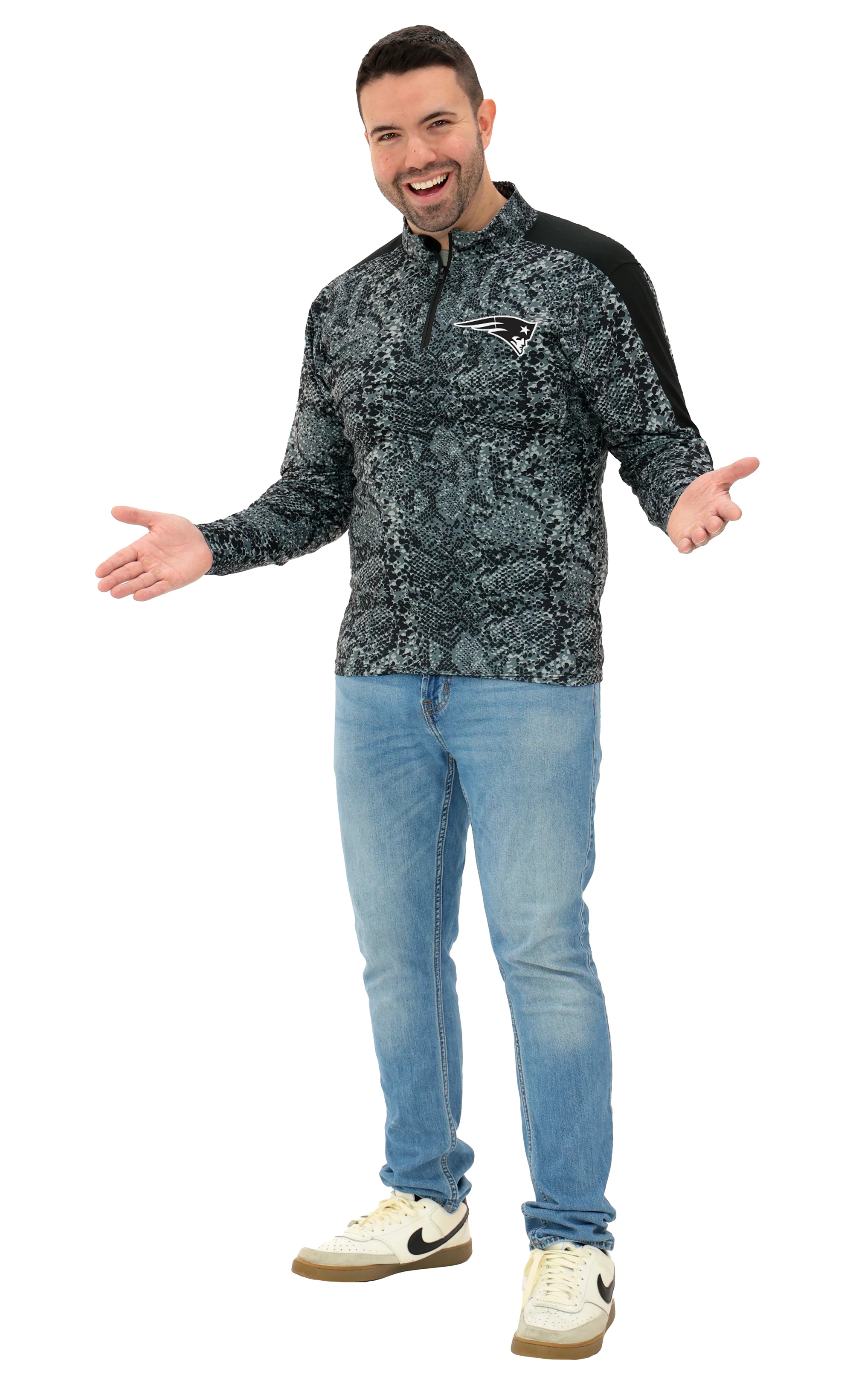 Zubaz NFL Men's Elevated Tonal Post 1/4 Zip, NEW ENGLAND PATRIOTS - Image 20
