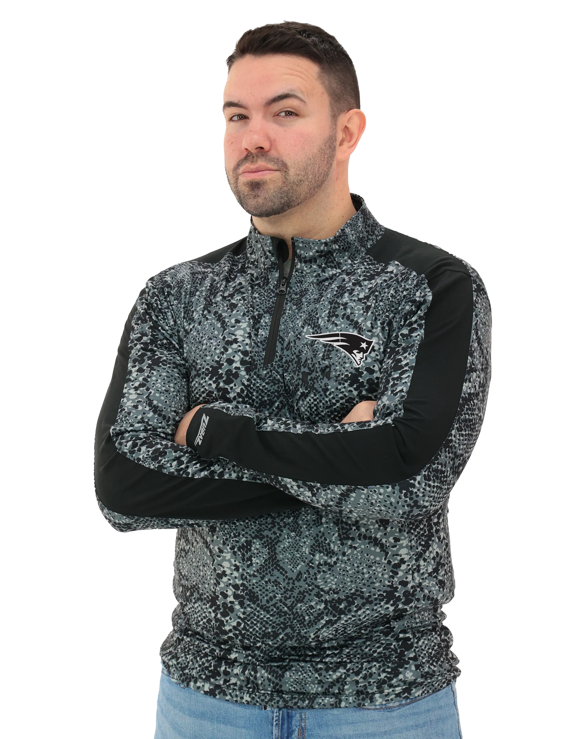 Zubaz NFL Men's Elevated Tonal Post 1/4 Zip, NEW ENGLAND PATRIOTS - Image 43