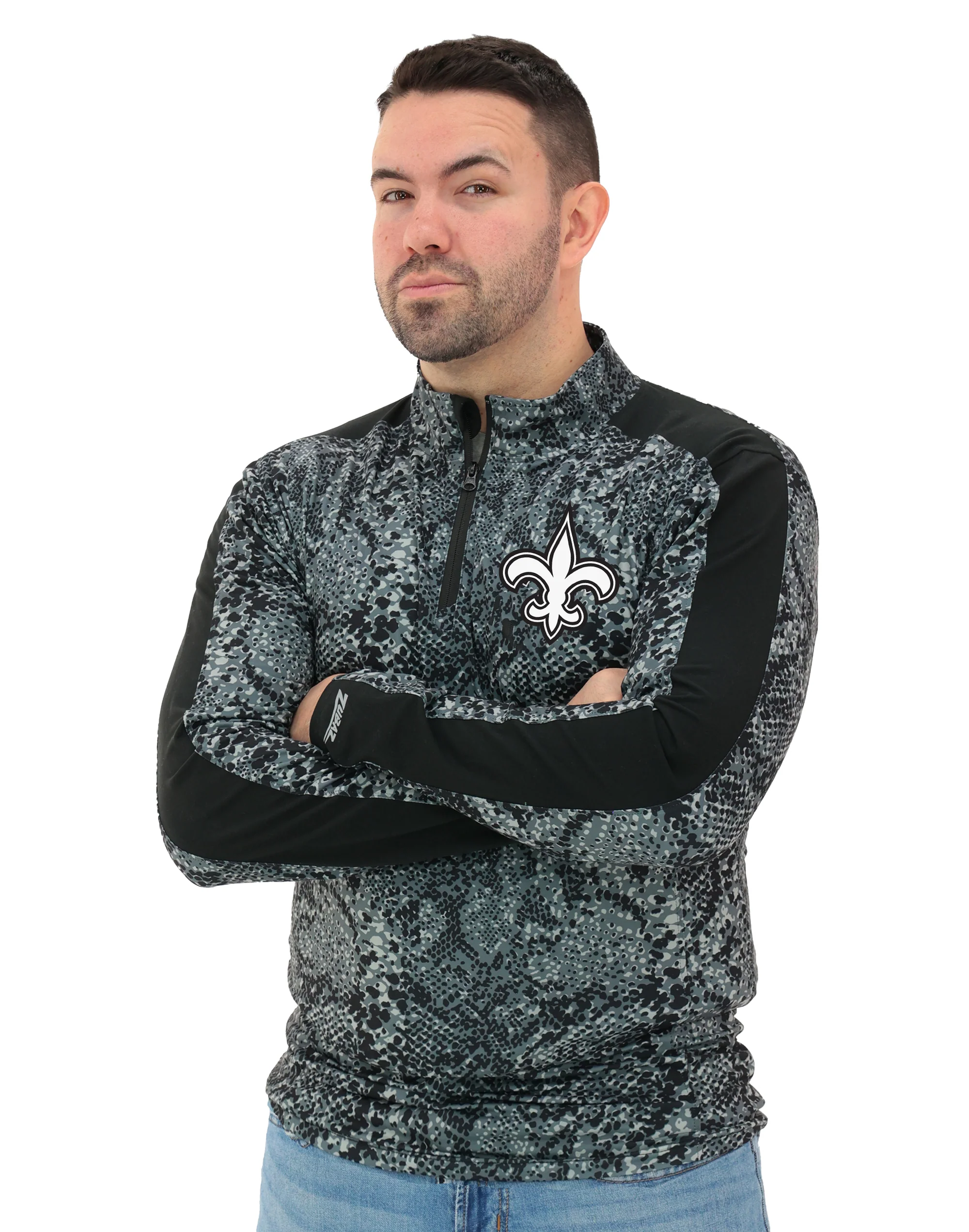 Zubaz NFL   Men's Elevated Tonal Post 1/4 Zip, NEW ORLEANS SAINTS - Image 19