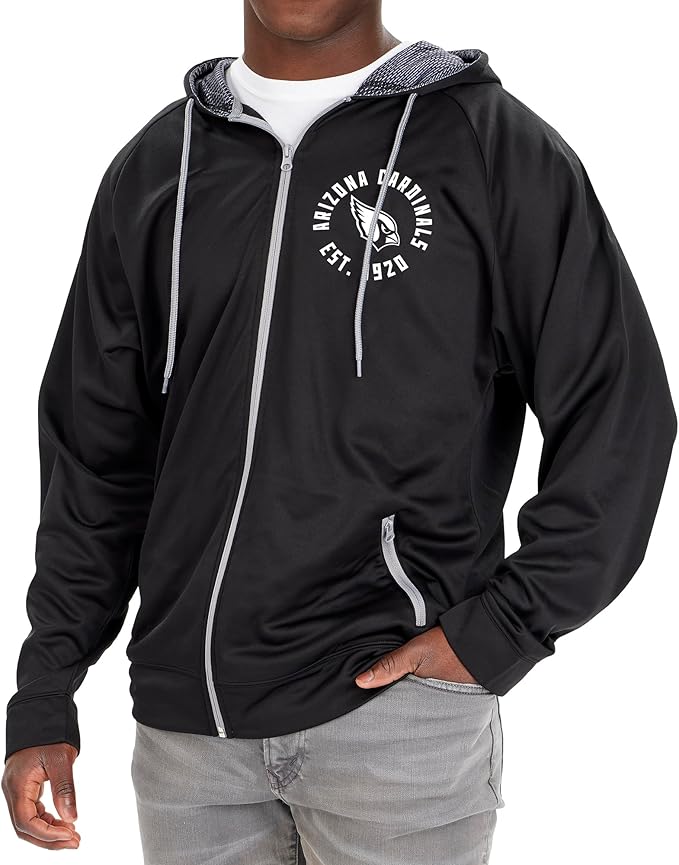 Zubaz NFL   Men's Established Viper Hood Liner Full Zip Raglan Hoodie, ARIZONA CARDINALS - Image 11