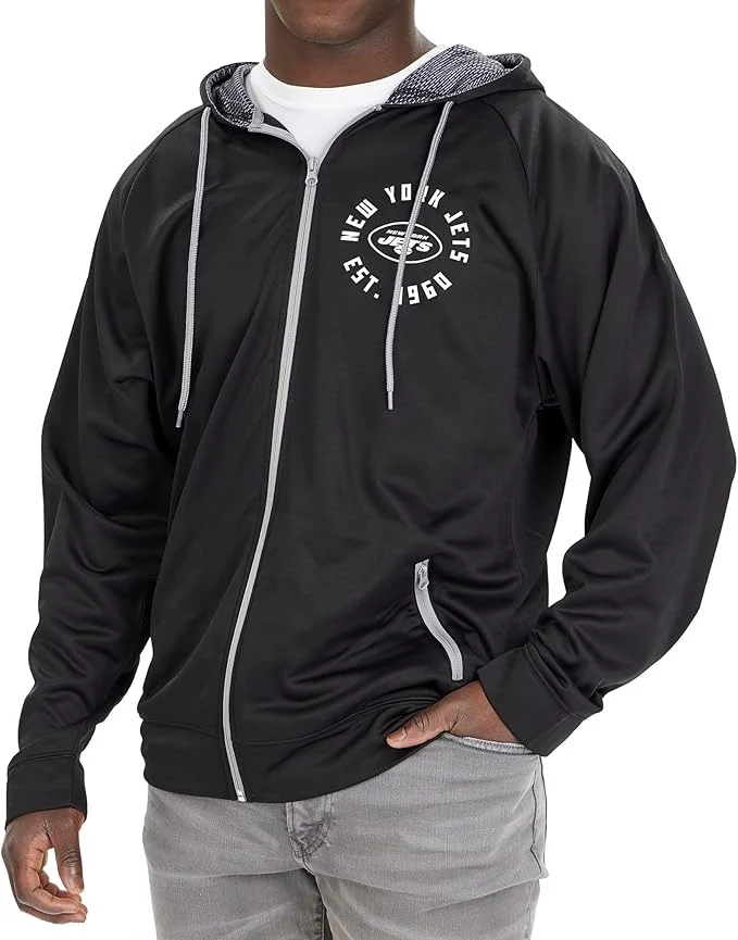 Zubaz NFL Men's Established Viper Hood Liner Full Zip Raglan Hoodie, NEW YORK JETS