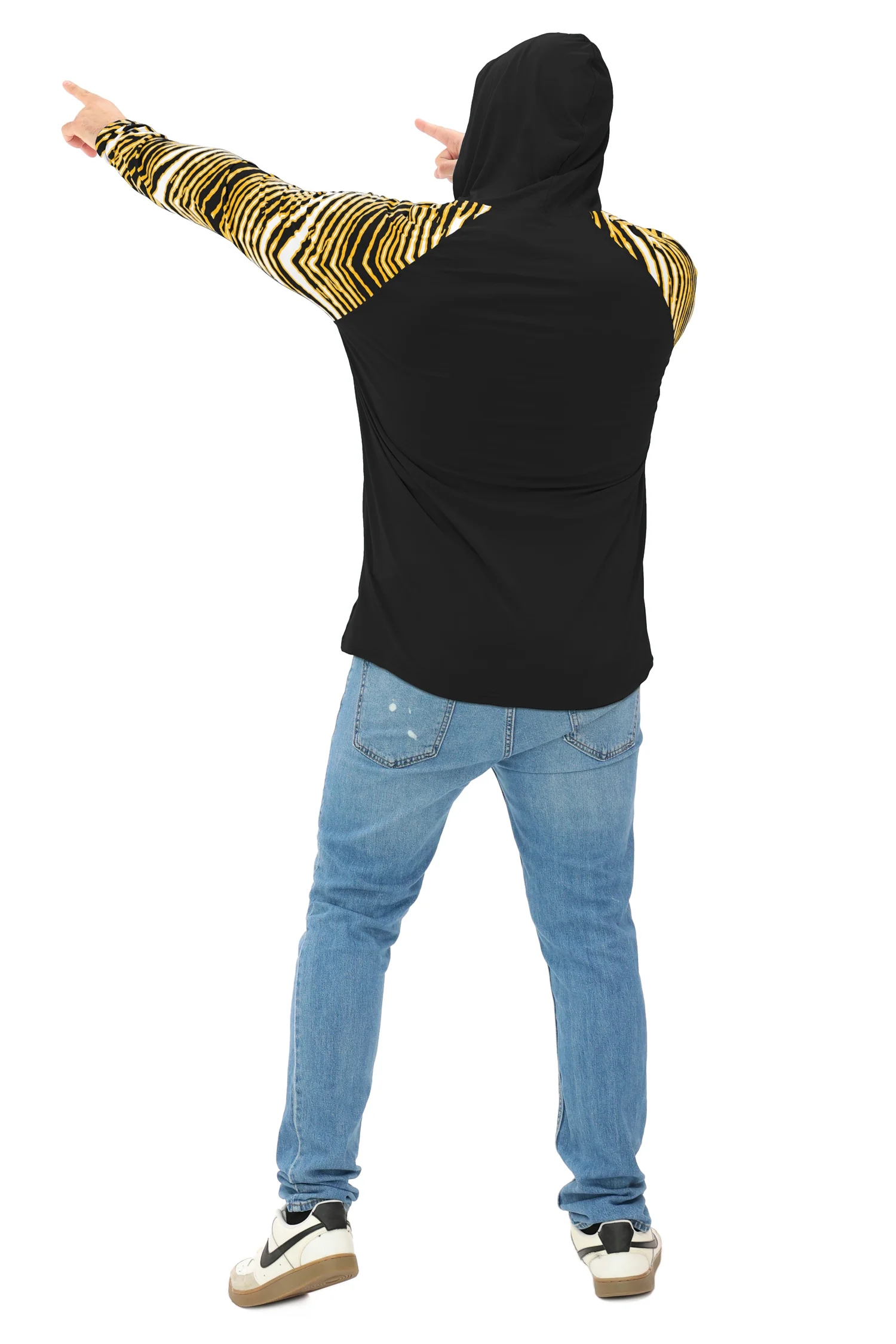 Zubaz NFL Men's Formation 3 Color Zebra Sleeves Lightweight Hoodie, PITTSBURGH STEELERS - Image 12