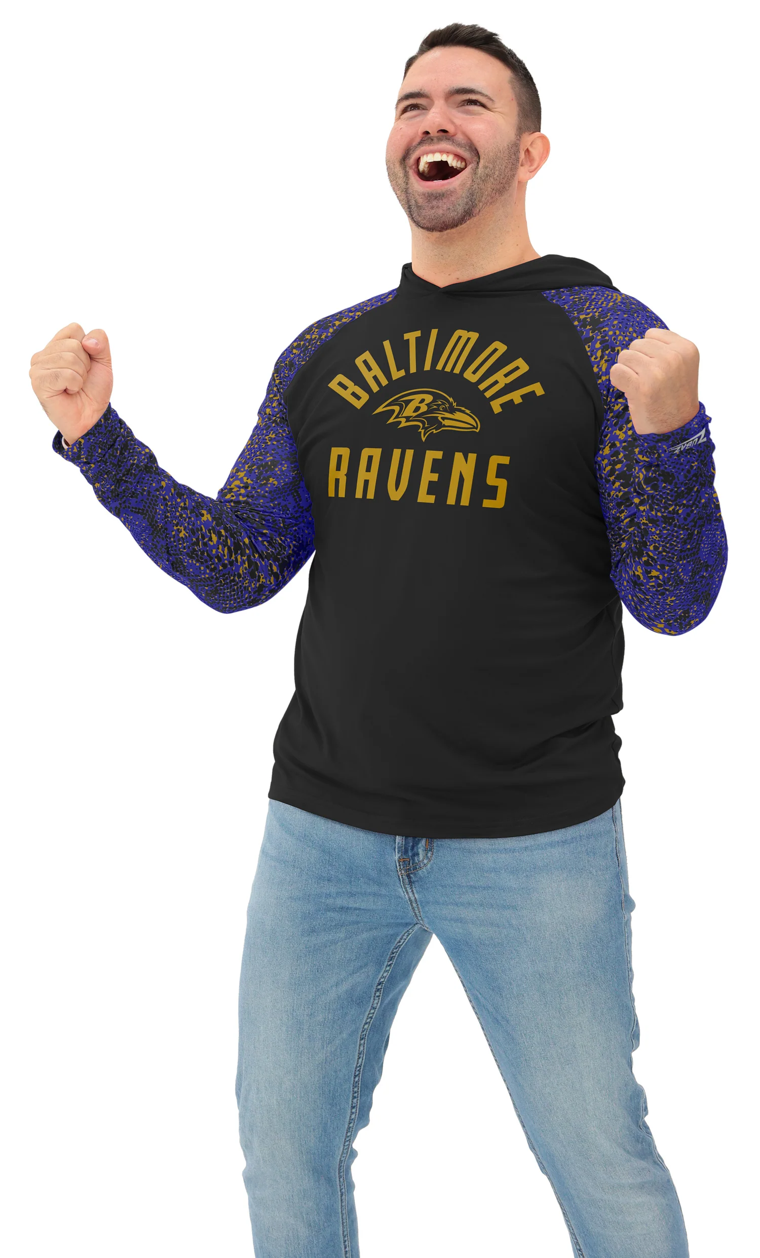 Zubaz NFL Men's Formation Post Sleeves Lightweight Hoodie, BALTIMORE RAVENS - Image 18