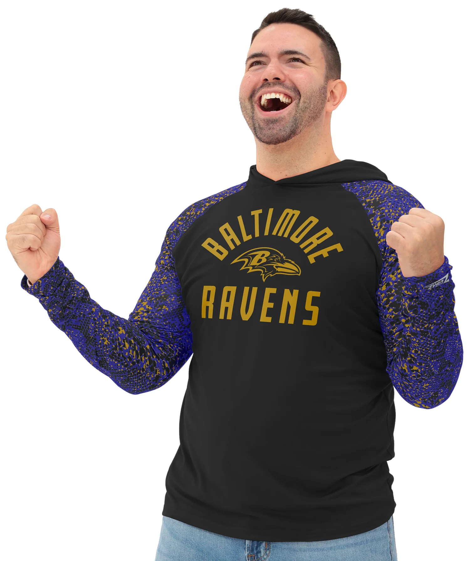 Zubaz NFL Men's Formation Post Sleeves Lightweight Hoodie, BALTIMORE RAVENS - Image 8