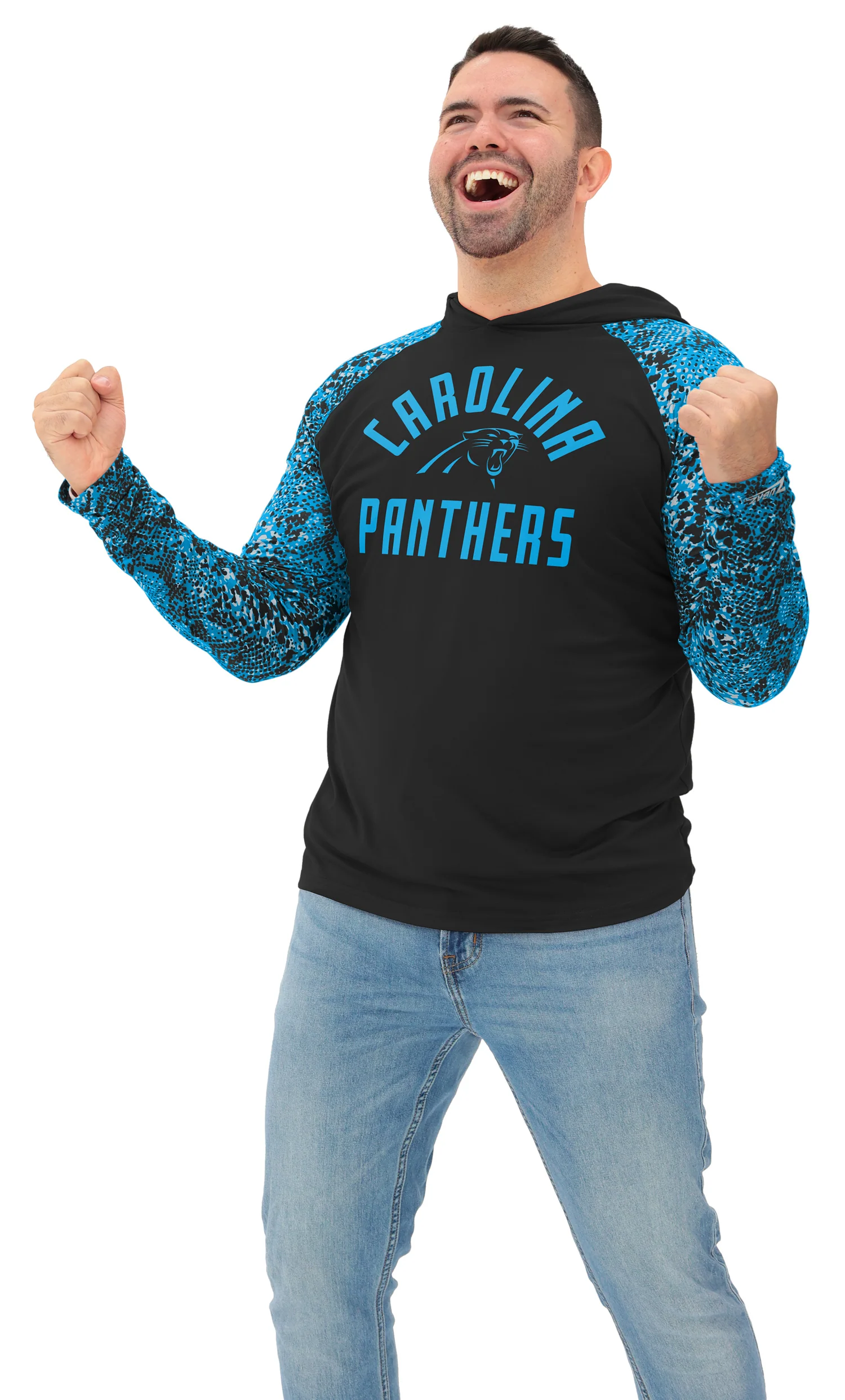 Zubaz NFL  Men's Formation Post Sleeves Lightweight Hoodie, CAROLINA PANTHERS - Image 24