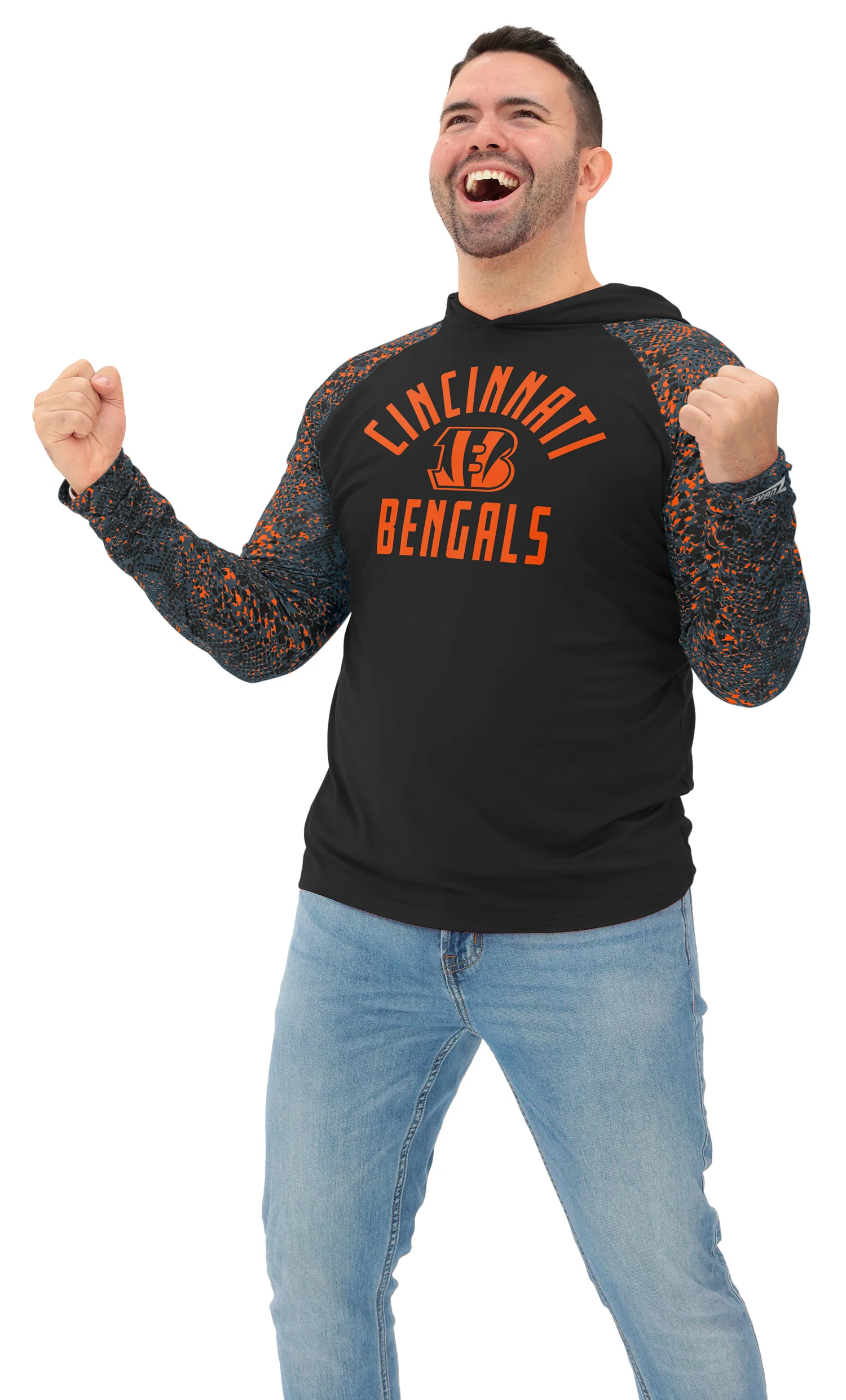 Zubaz NFL Men's Formation Post Sleeves Lightweight Hoodie, CINCINNATI BENGALS - Image 12