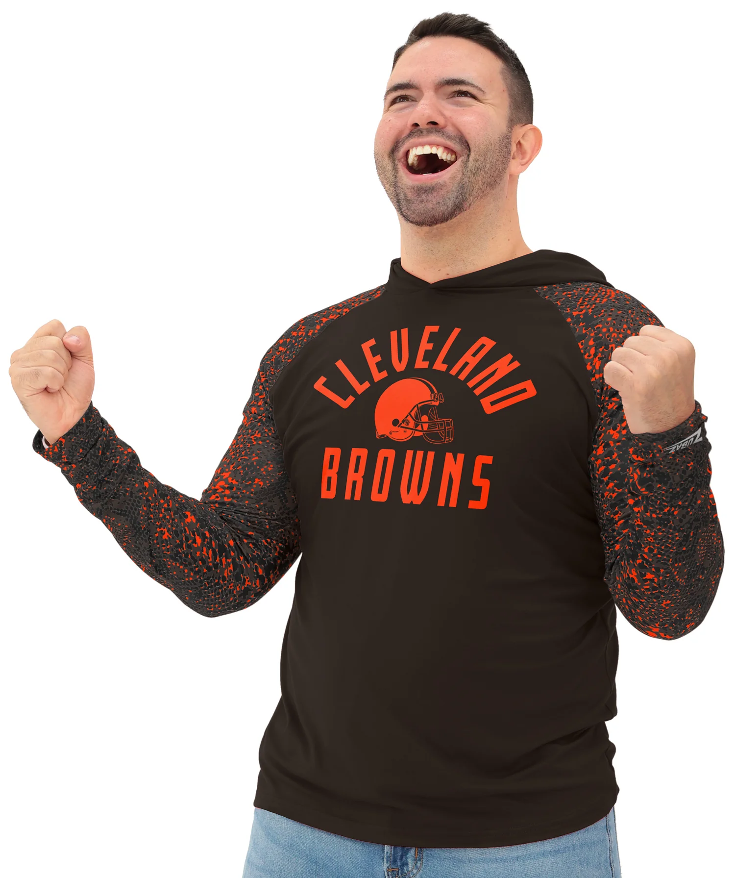 Zubaz NFL Men's Formation Post Sleeves Lightweight Hoodie, CLEVELAND BROWNS - Image 11