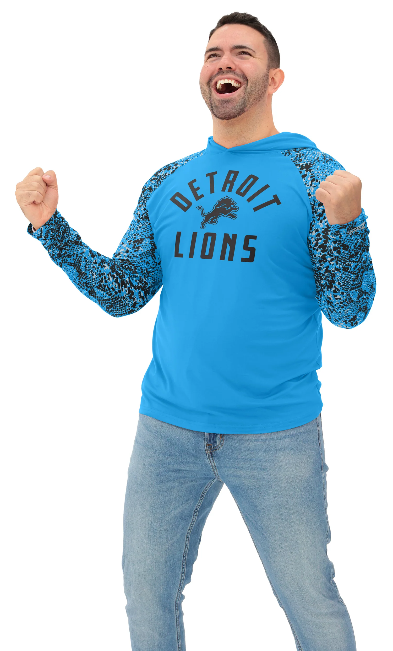 Zubaz NFL Men's Formation Post Sleeves Lightweight Hoodie, DETROIT LIONS - Image 12