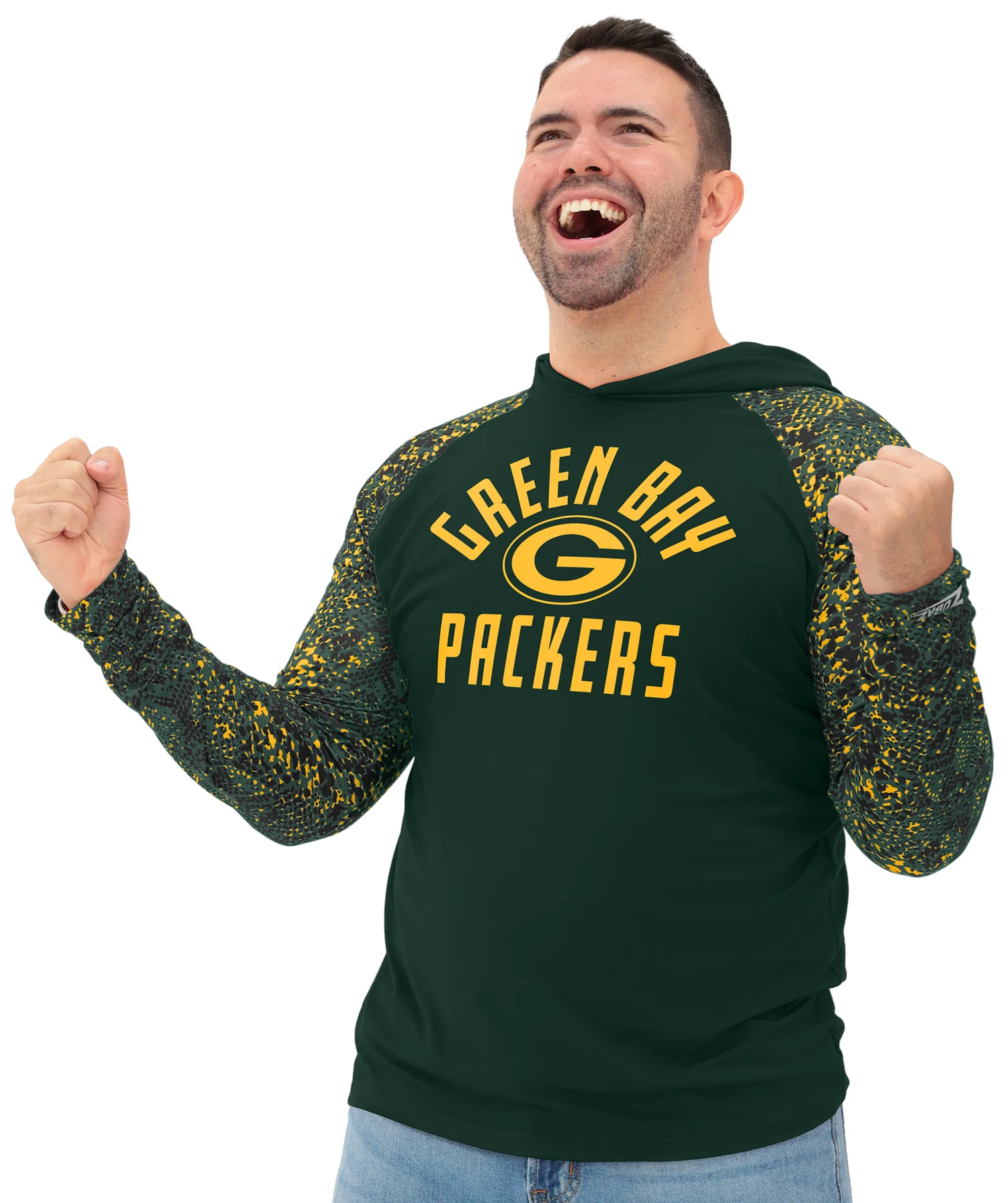 Zubaz NFL Men's Formation Post Sleeves Lightweight Hoodie, GREEN BAY PACKERS - Image 13