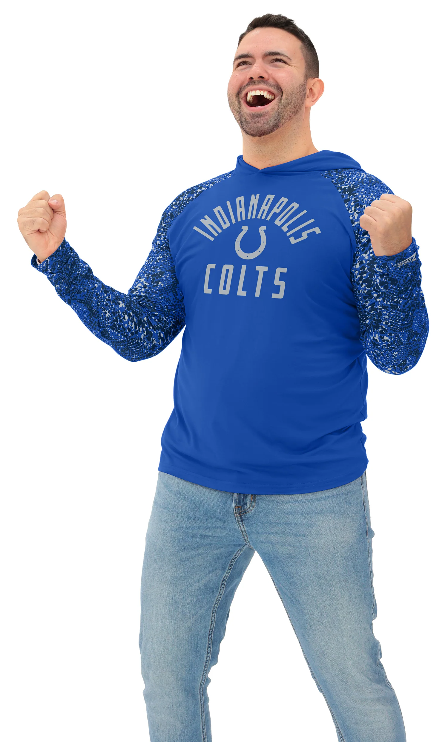 Zubaz NFL Men's Formation Post Sleeves Lightweight Hoodie, INDIANAPOLIS COLTS - Image 2