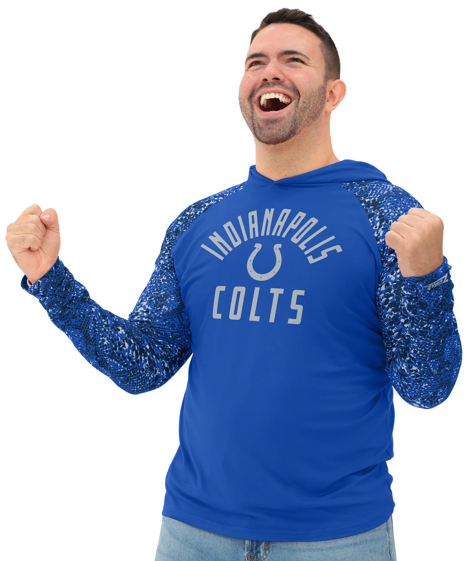 Zubaz NFL Men's Formation Post Sleeves Lightweight Hoodie, INDIANAPOLIS COLTS - Image 7
