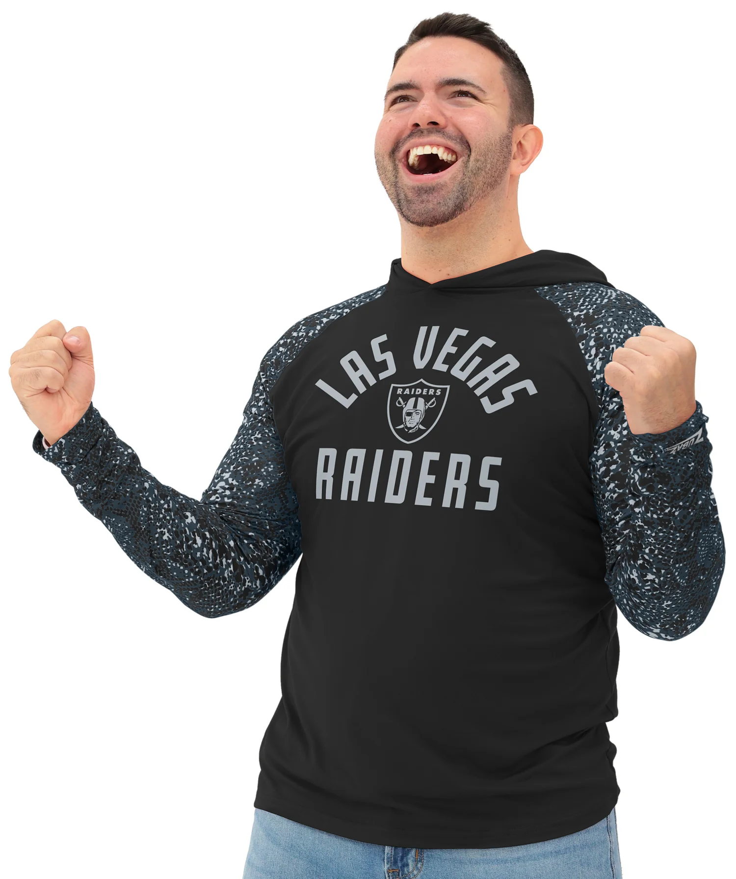 Zubaz NFL Men's Formation Post Sleeves Lightweight Hoodie, LAS VEGAS RAIDERS