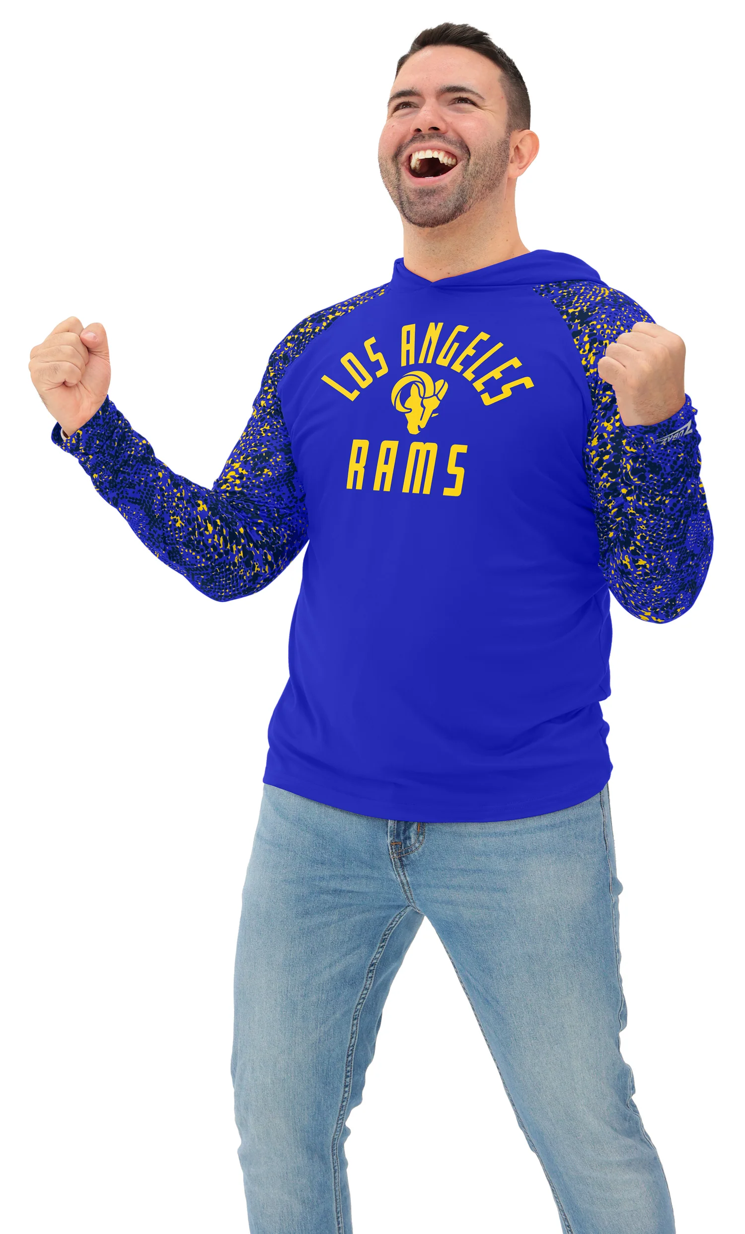 Zubaz NFL Men's Formation Post Sleeves Lightweight Hoodie, LOS ANGELES RAMS - Image 2