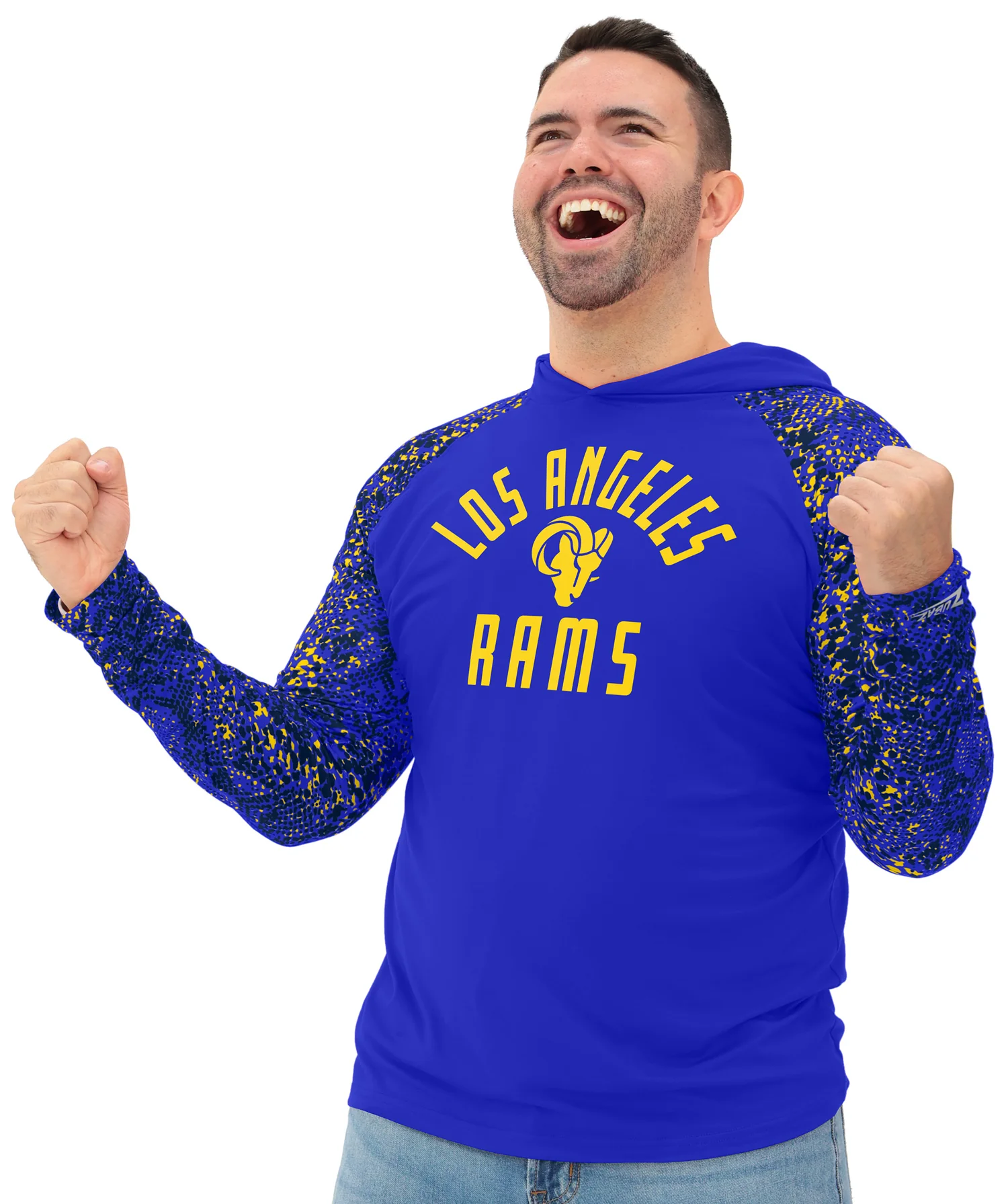 Zubaz NFL Men's Formation Post Sleeves Lightweight Hoodie, LOS ANGELES RAMS - Image 7