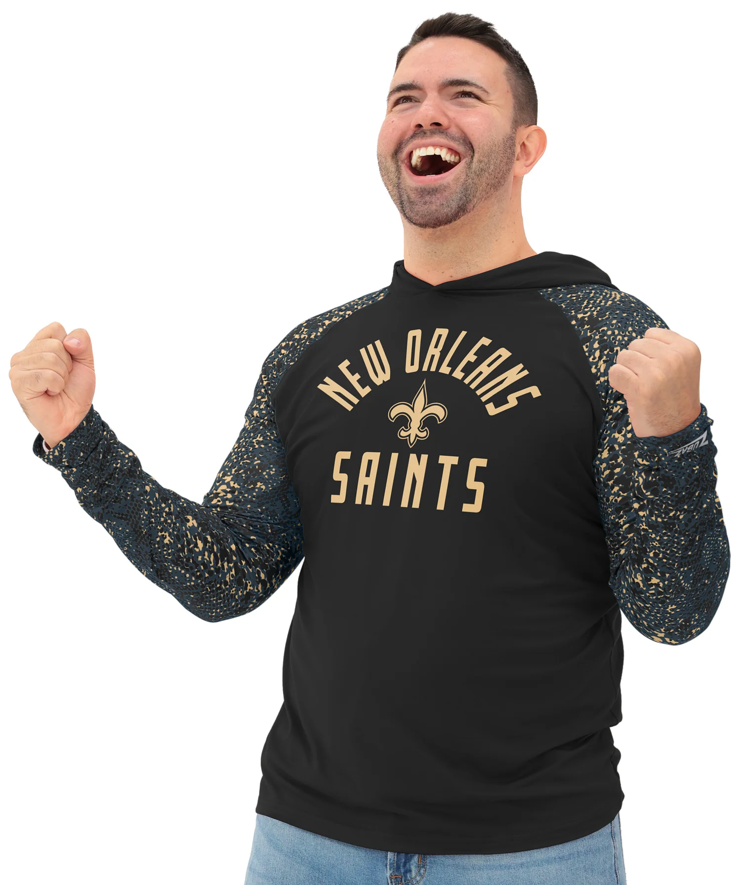 Zubaz NFL Men's Formation Post Sleeves Lightweight Hoodie, NEW ORLEANS SAINTS - Image 25