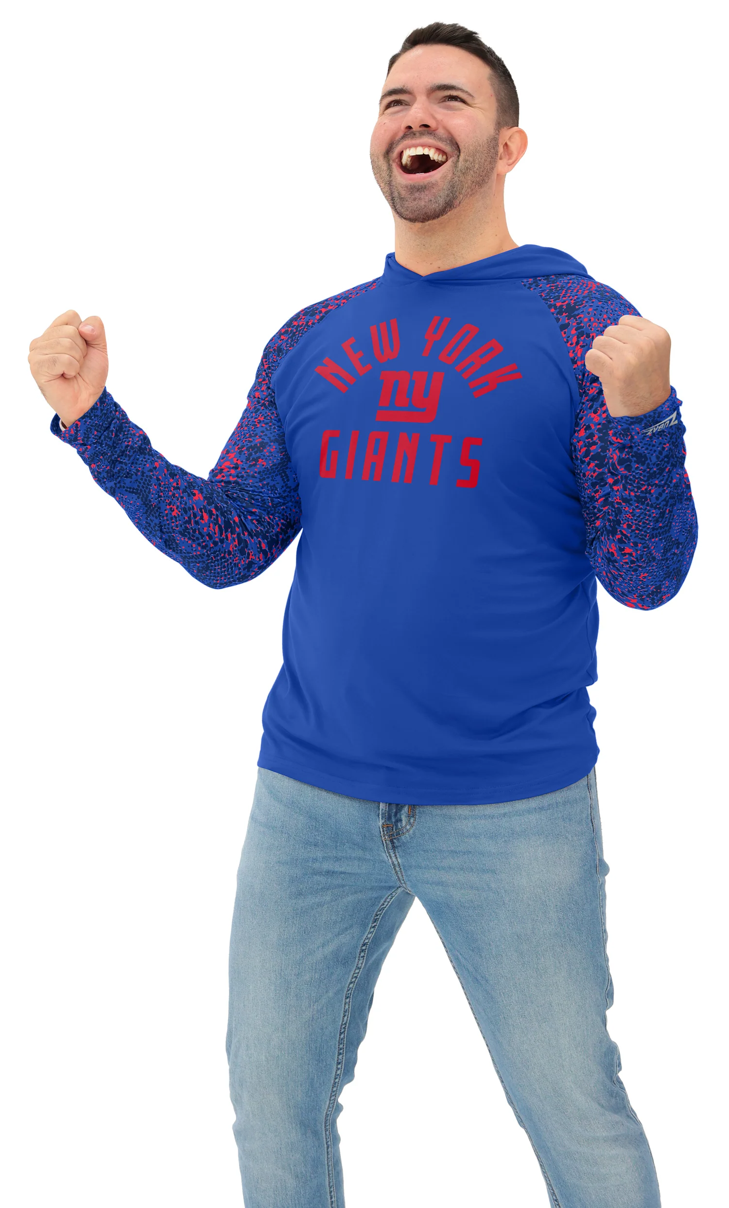 Zubaz NFL Men's Formation Post Sleeves Lightweight Hoodie, NEW YORK GIANTS - Image 17