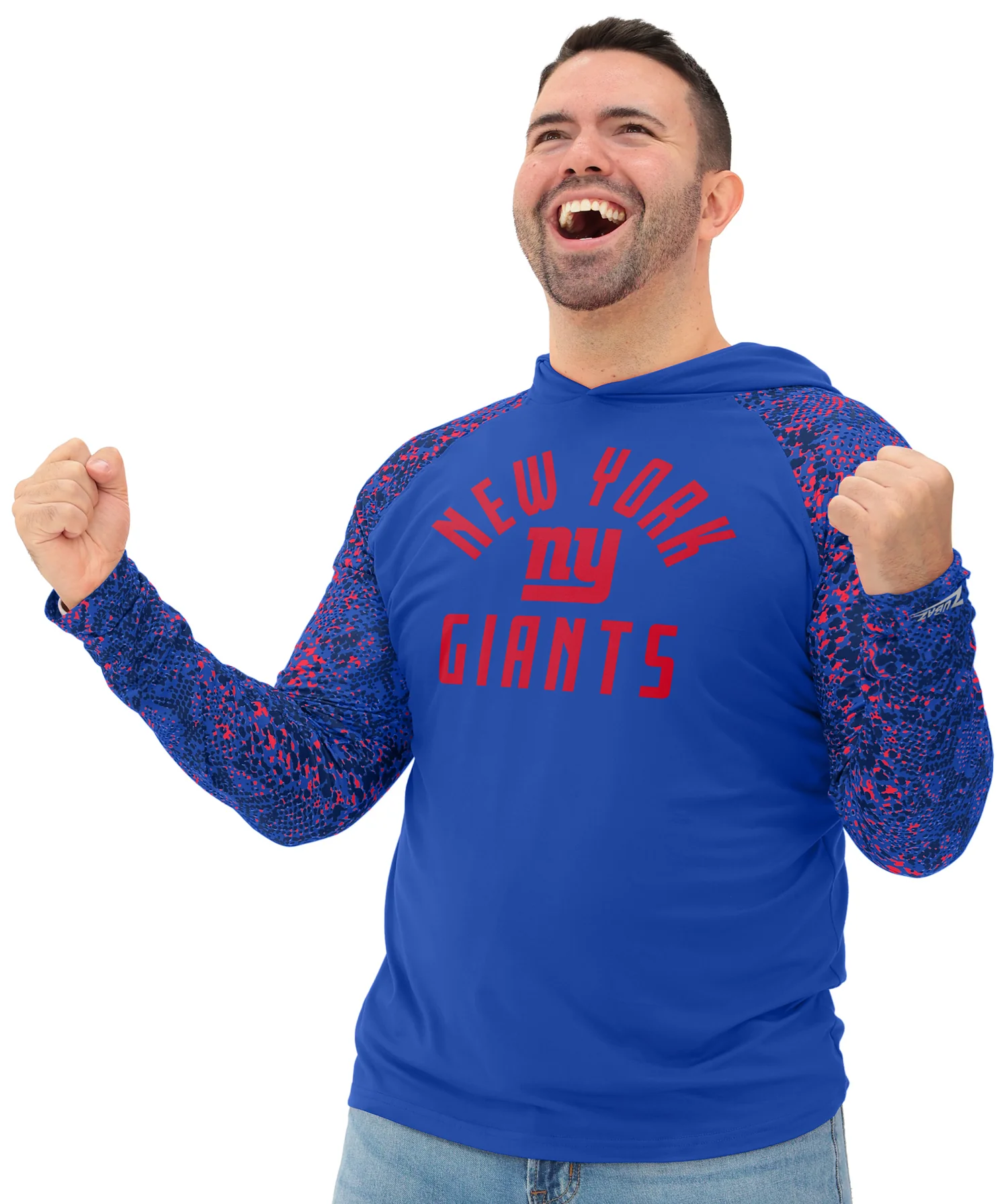 Zubaz NFL Men's Formation Post Sleeves Lightweight Hoodie, NEW YORK GIANTS - Image 4