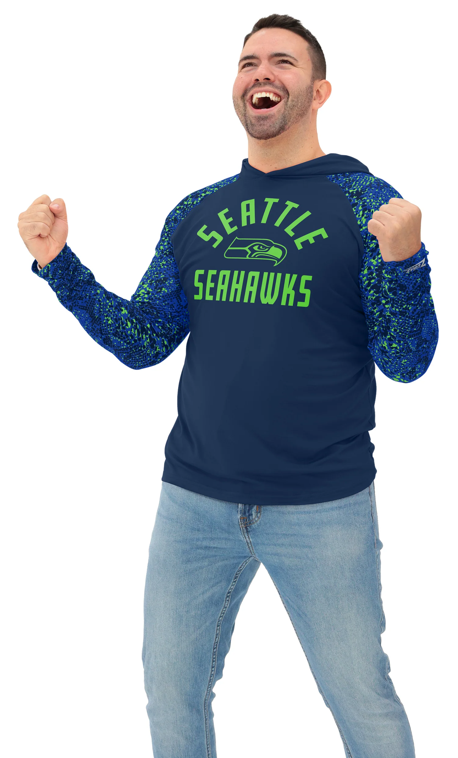 Zubaz NFL Men's Formation Post Sleeves Lightweight Hoodie, SEATTLE SEAHAWKS - Image 15