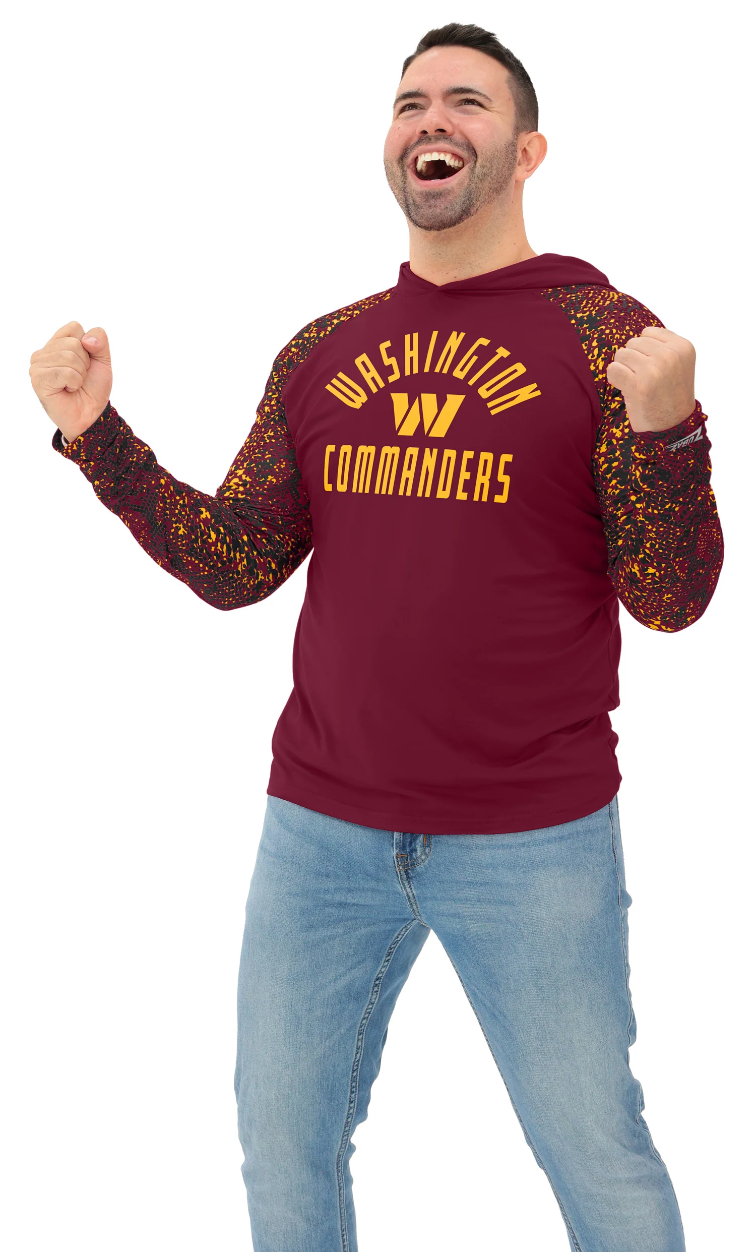 Zubaz NFL Men's Formation Post Sleeves Lightweight Hoodie, WASHINGTON COMMANDERS - Image 12