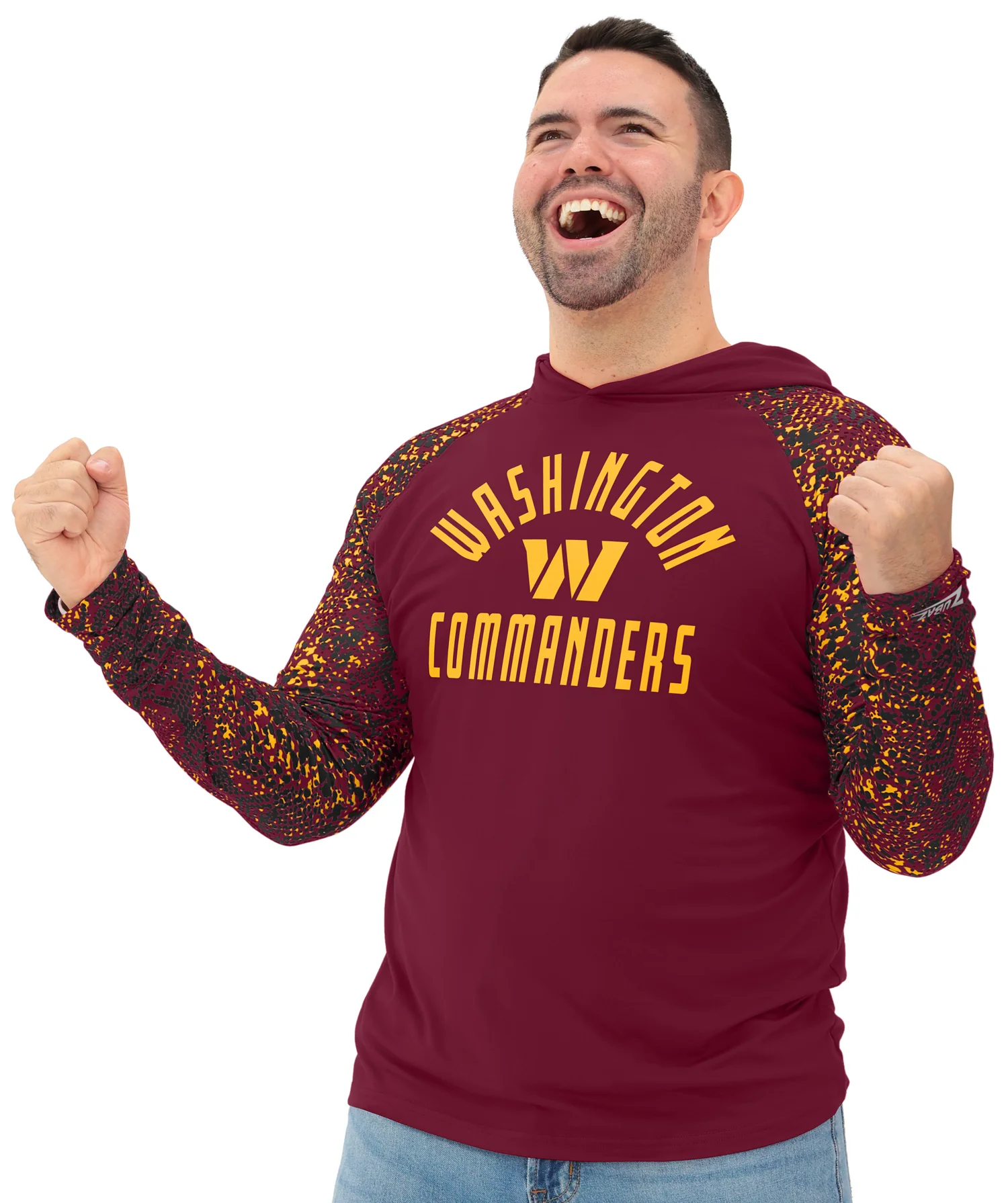 Zubaz NFL Men's Formation Post Sleeves Lightweight Hoodie, WASHINGTON COMMANDERS - Image 8