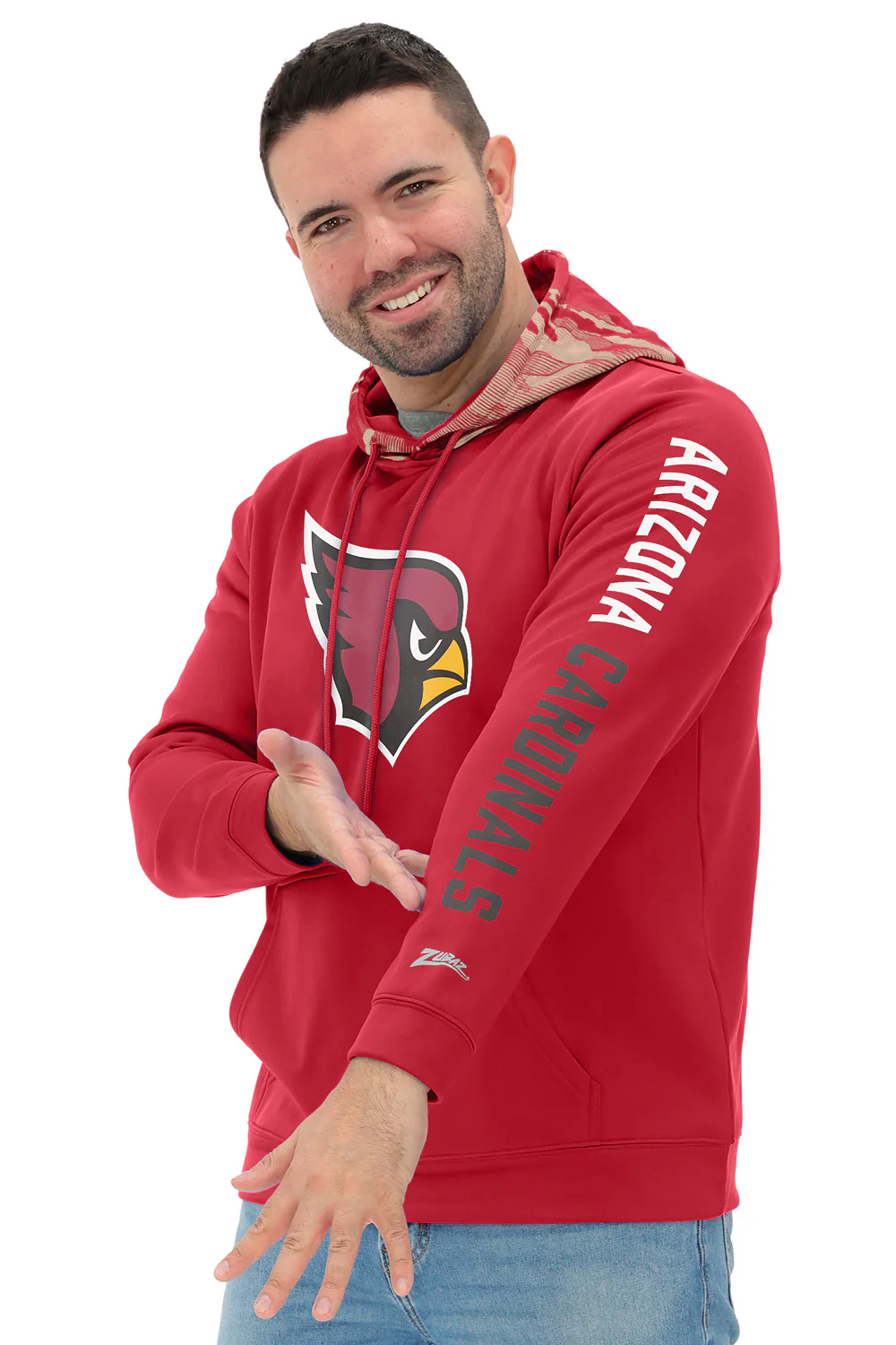 Zubaz NFL Men's Front and Sleeve Print Camo Line Hood Hoodie, ARIZONA CARDINALS - Image 21