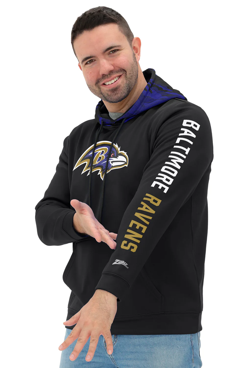 Zubaz NFL Men's Front and Sleeve Print Camo Line Hood Hoodie, BALTIMORE RAVENS - Image 33