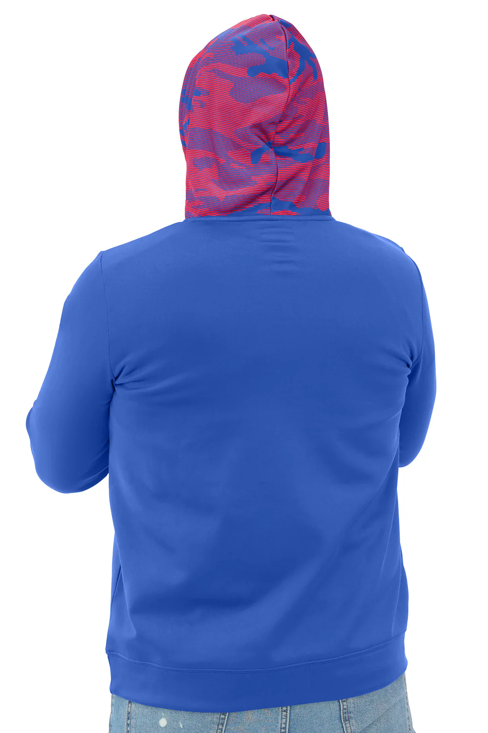 Zubaz NFL   Men's Front and Sleeve Print Camo Line Hood Hoodie, BUFFALO BILLS - Image 2