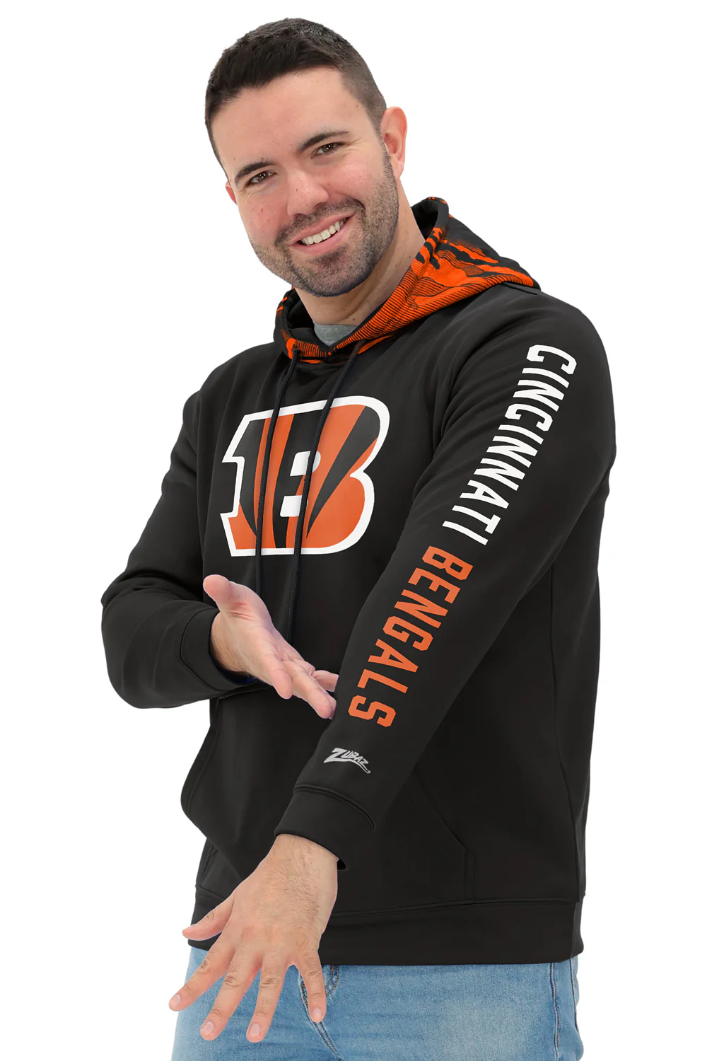 Zubaz NFL Men's Front and Sleeve Print Camo Line Hood Hoodie, CINCINNATI BENGALS - Image 18
