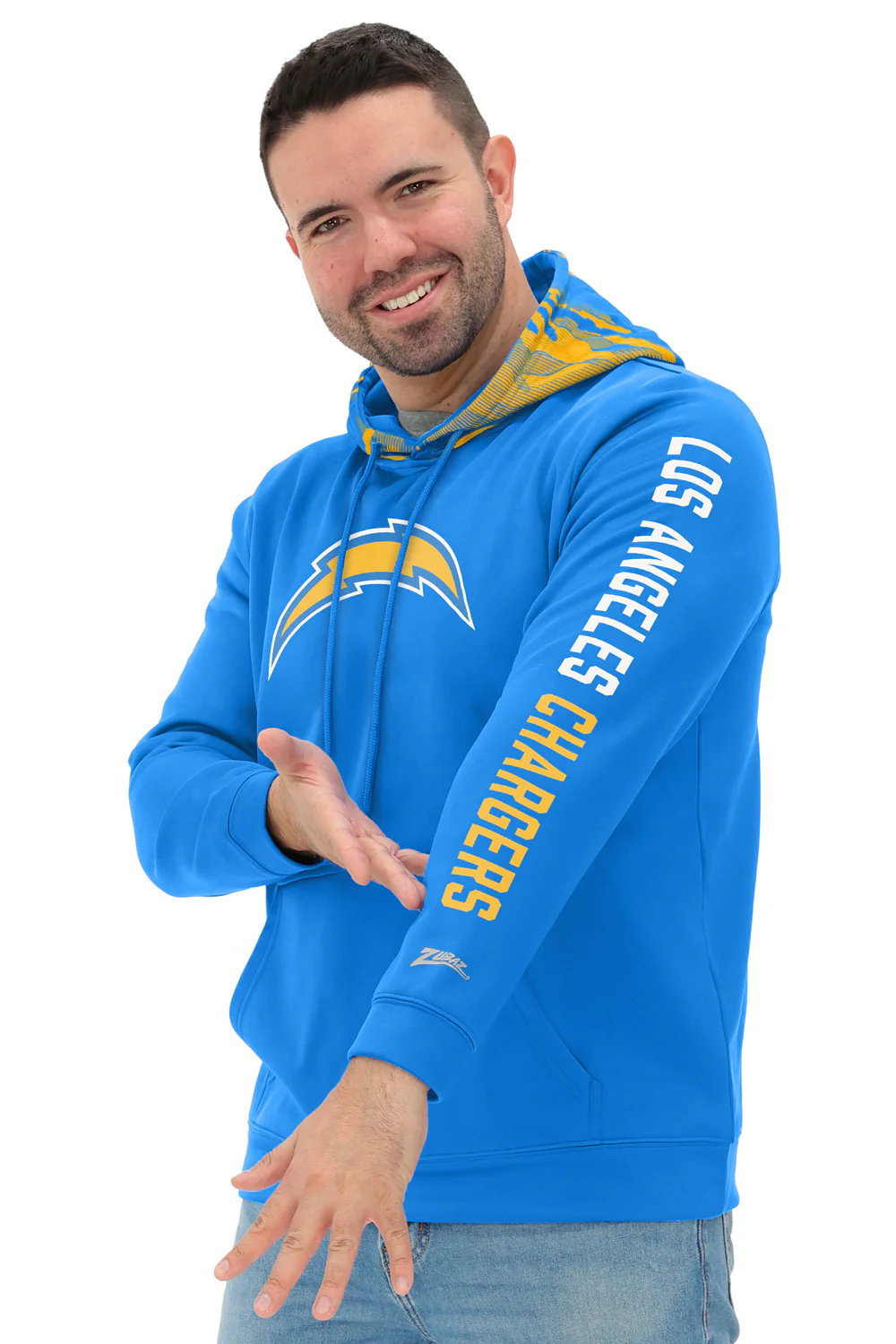 Zubaz NFL Men's Front and Sleeve Print Camo Line Hood Hoodie, LOS ANGELES CHARGERS - Image 18