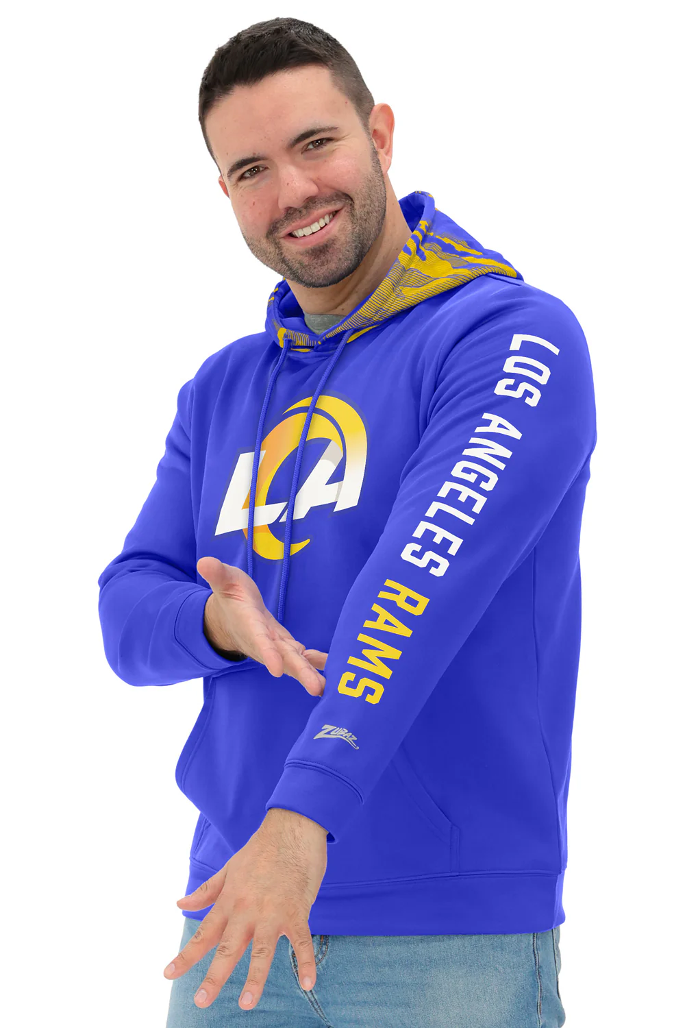 Zubaz NFL Men's Front and Sleeve Print Camo Line Hood Hoodie, LOS ANGELES RAMS