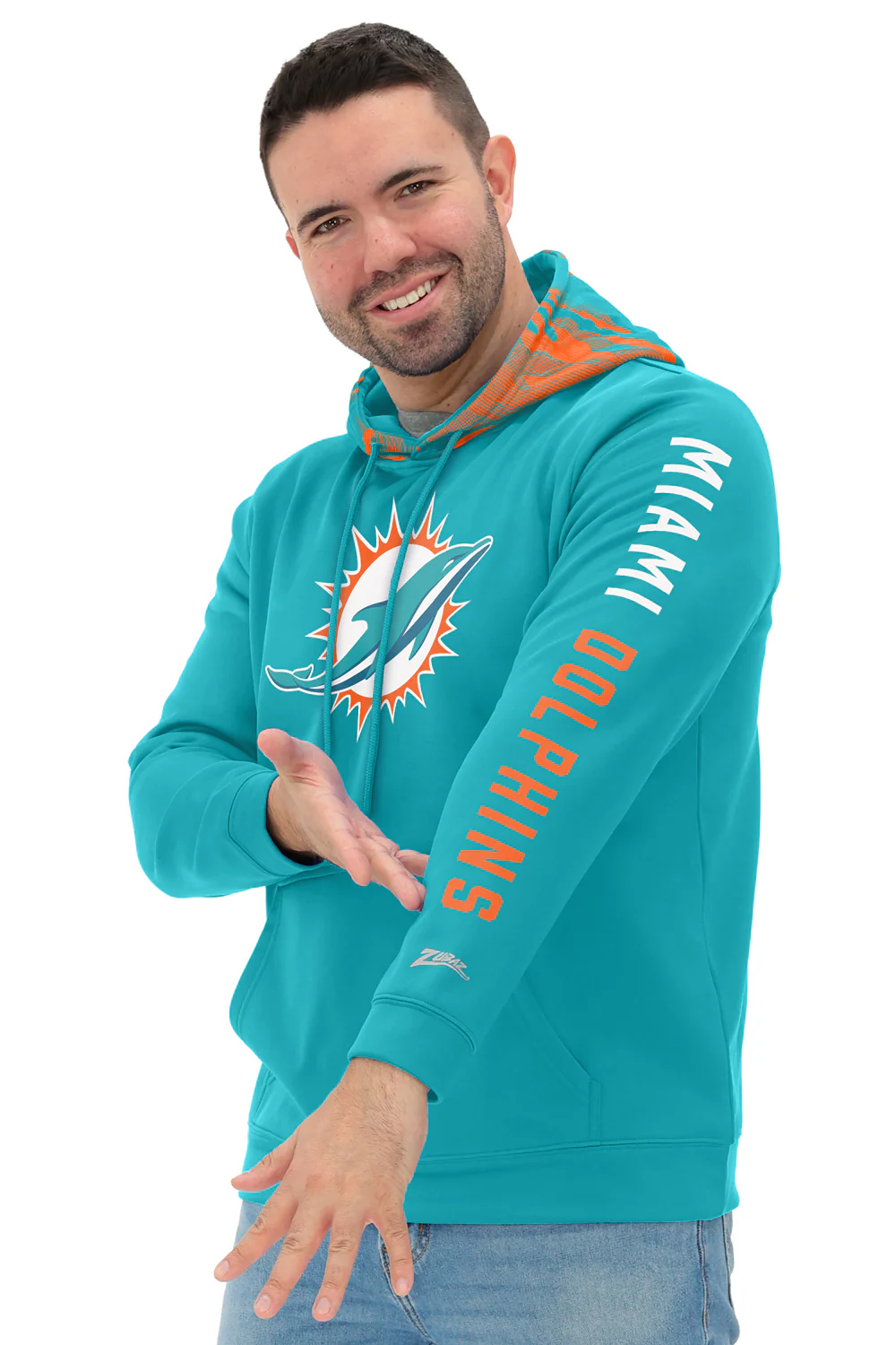 Zubaz NFL Men's Front and Sleeve Print Camo Line Hood Hoodie, MIAMI DOLPHINS - Image 34