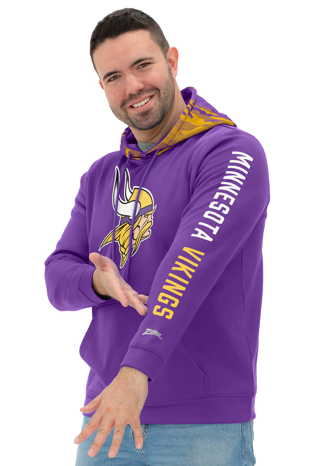 Zubaz NFL Men's Front and Sleeve Print Camo Line Hood Hoodie, MINNESOTA VIKINGS - Image 10