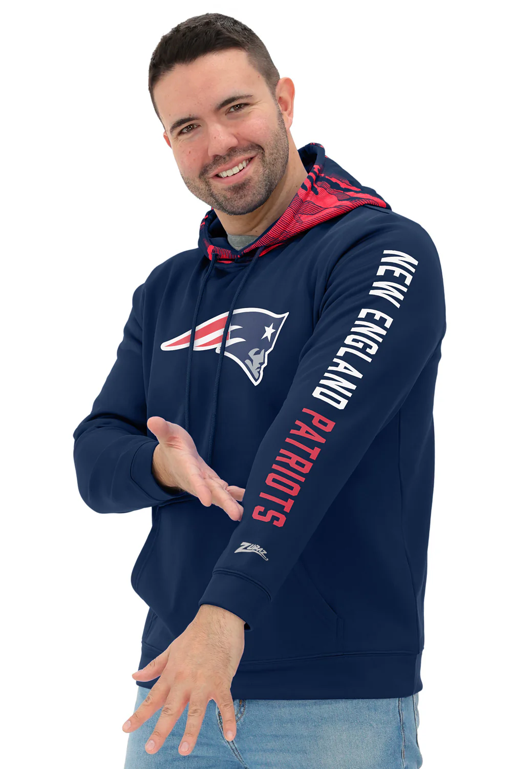Zubaz NFL Men's Front and Sleeve Print Camo Line Hood Hoodie, NEW ENGLAND PATRIOTS - Image 14
