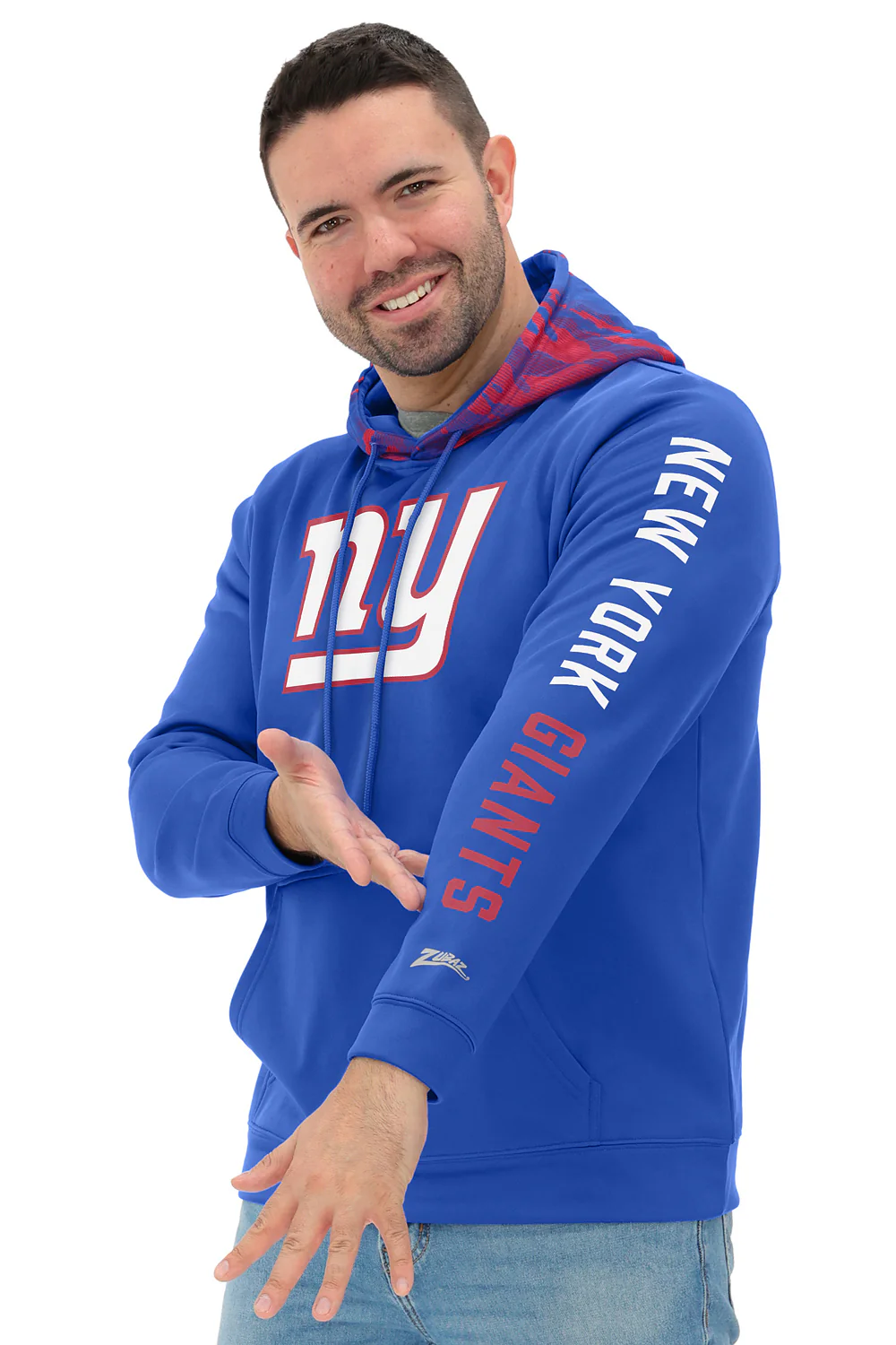 Zubaz NFL Men's Front and Sleeve Print Camo Line Hood Hoodie, NEW YORK GIANTS