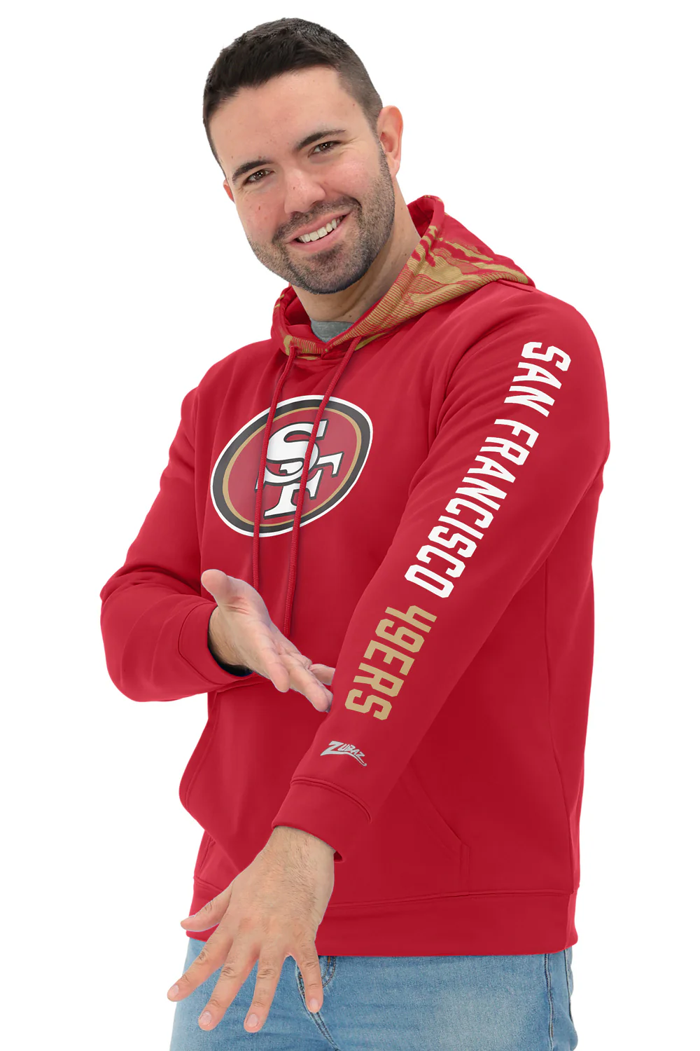 Zubaz NFL Men's Front and Sleeve Print Camo Line Hood Hoodie, SAN FRANCISCO 49ERS - Image 2