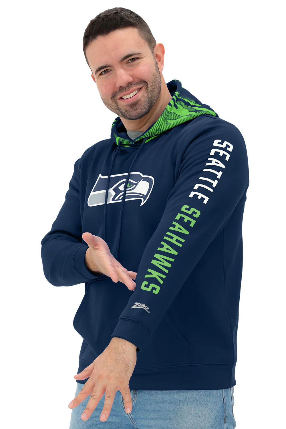 Zubaz NFL   Men's Front and Sleeve Print Camo Line Hood Hoodie, SEATTLE SEAHAWKS - Image 33