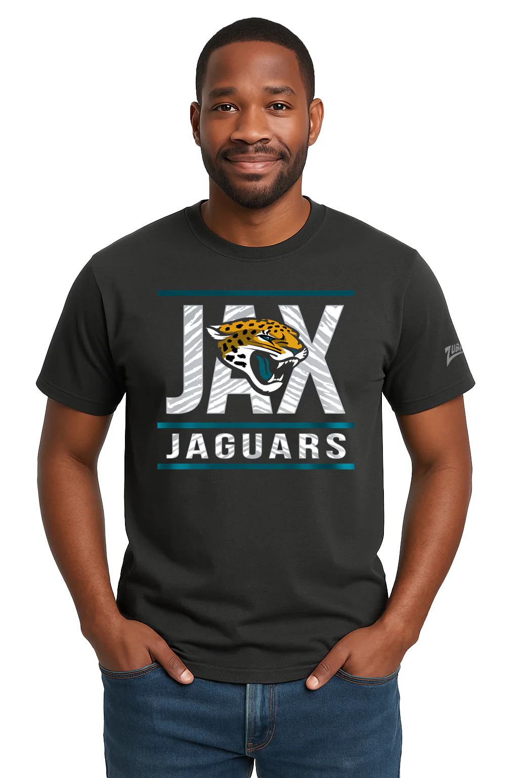 Zubaz NFL Men's Goal Line Team Color Short Sleeve T-Shirt, Jacksonville Jaguars