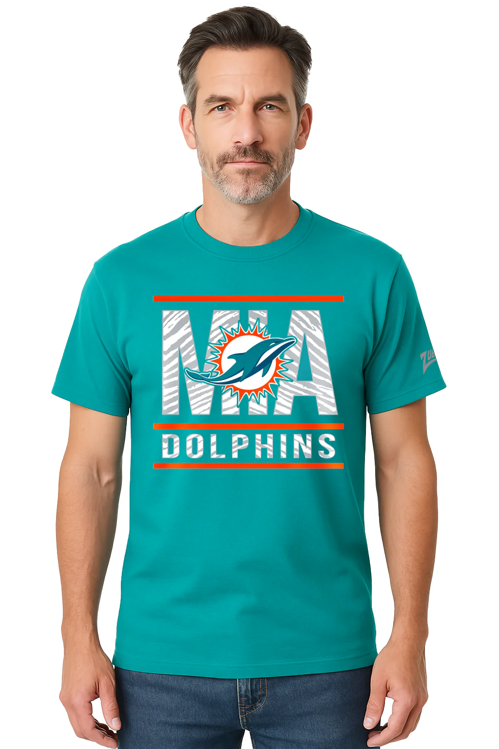 Zubaz NFL Men's Goal Line Team Color Short Sleeve T-Shirt, Miami Dolphins - Image 25