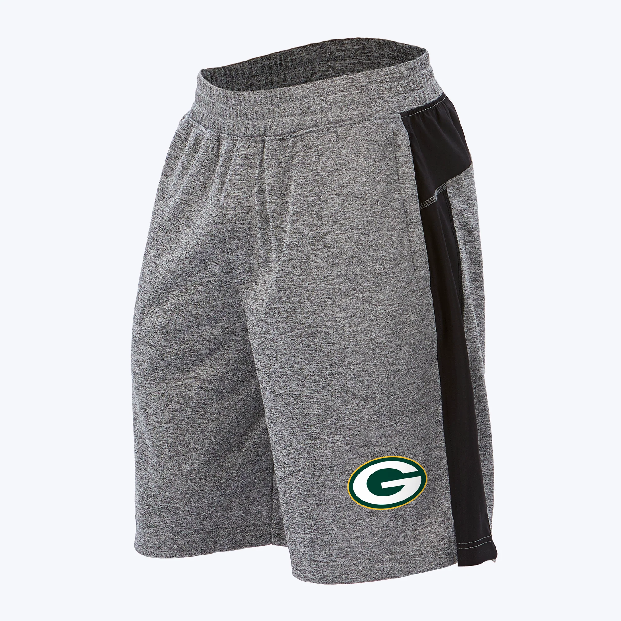 Zubaz NFL Men's Green Bay Packers Heather Gray French Terry Shorts - Image 6