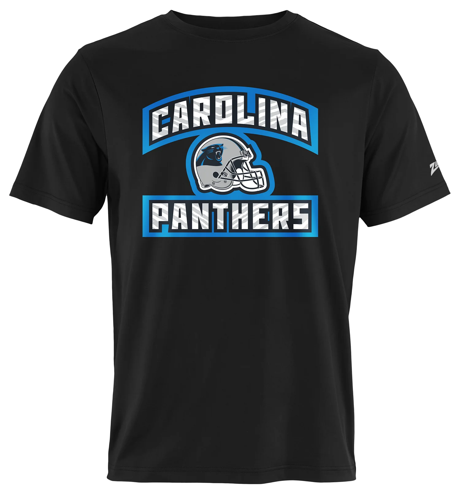 Zubaz NFL Men's Helmet Outline Black Short Sleeve T-Shirt, Carolina Panthers