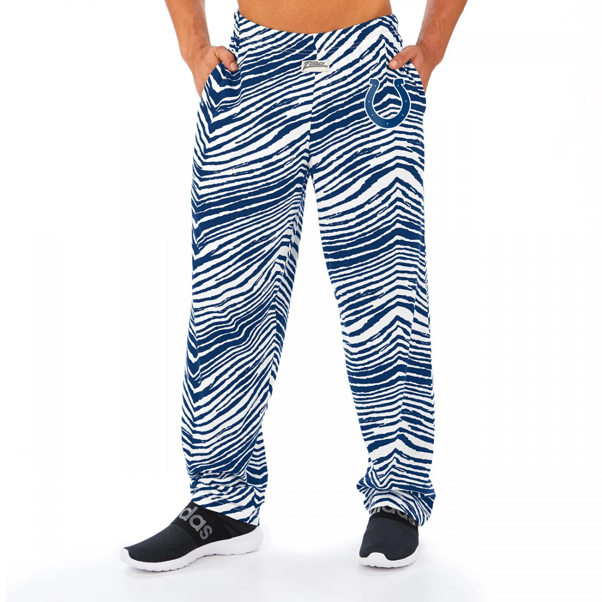 Zubaz NFL Men's Indianapolic Colts Classic Zebra Print Team Logo Pants - Image 4