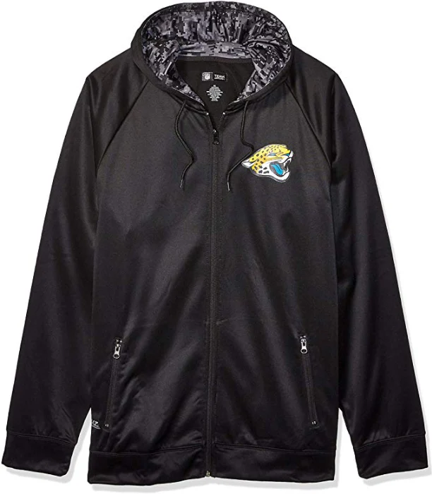 Zubaz NFL Men's Jacksonville Jaguars Full Zip Digital Camo Hood Hoodie, Black - Image 6