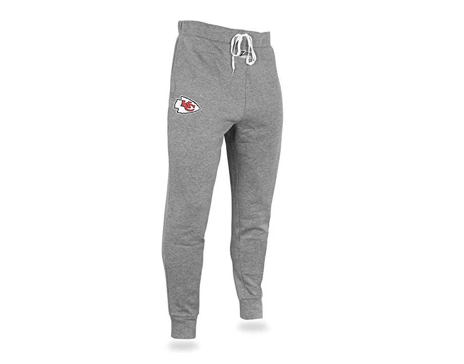 Zubaz NFL Men's Kansas City Chiefs Solid Gray Team Logo Jogger Pants - Image 5