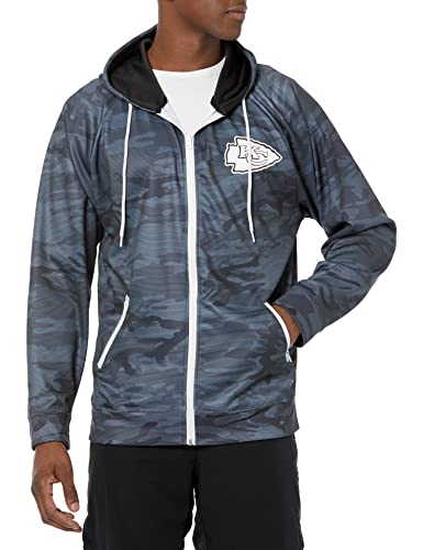 Zubaz NFL Men's Kansas City Chiefs Tonal Black Camo Full Zip Hoodie - Image 5