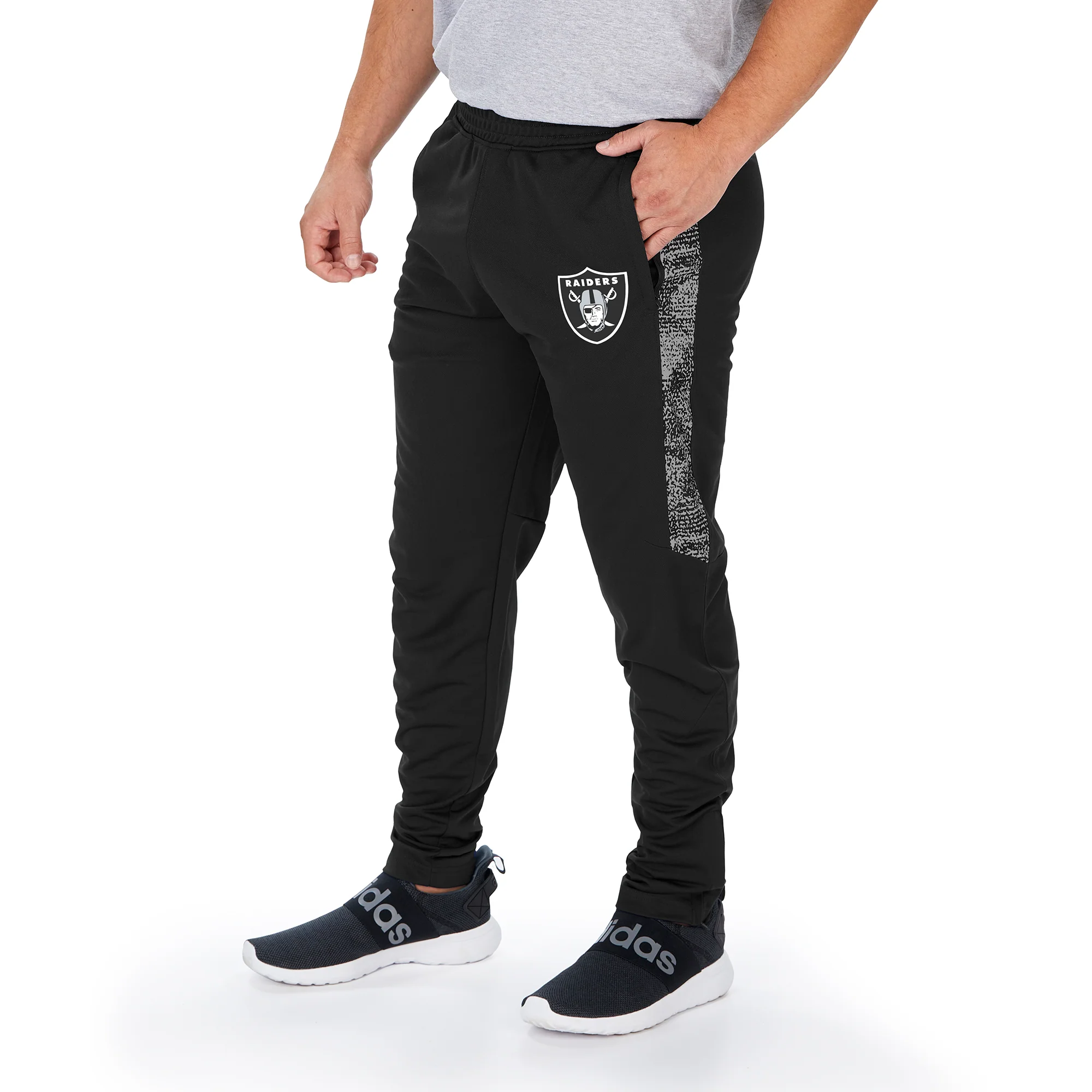 Zubaz NFL Men's Las Vegas Raiders Track Pant with Static Half Side Panels - Image 7