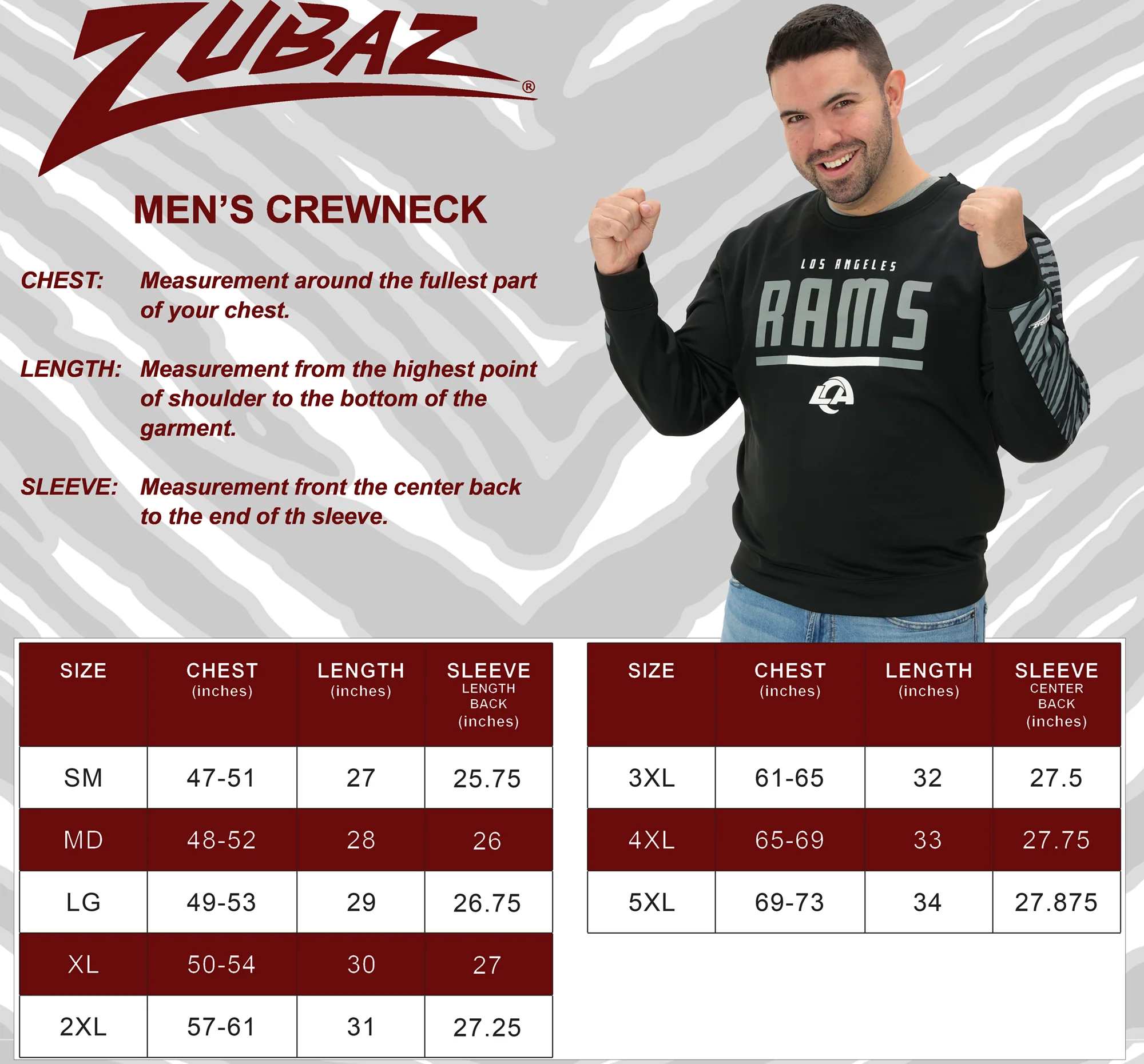 Zubaz NFL Men's Linebacker 2 Color Zebra Long Sleeve Panel Crewneck Sweatshirt, BALTIMORE RAVENS - Image 5