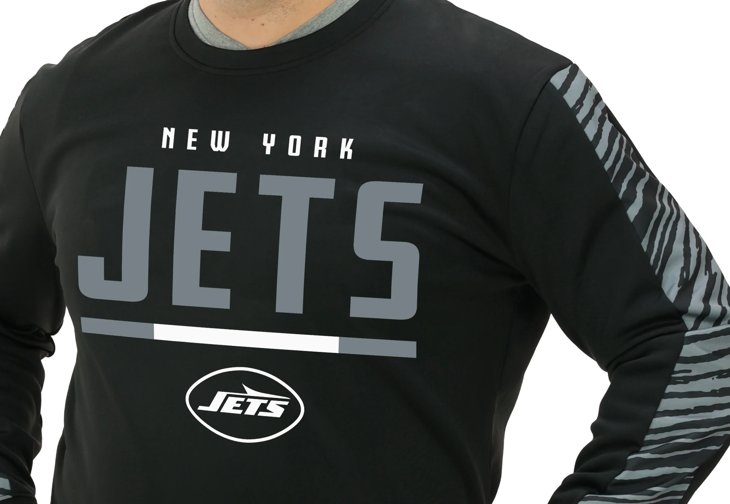 Zubaz NFL Men's Linebacker 2 Color Zebra Long Sleeve Panel Crewneck Sweatshirt, NEW YORK JETS - Image 26