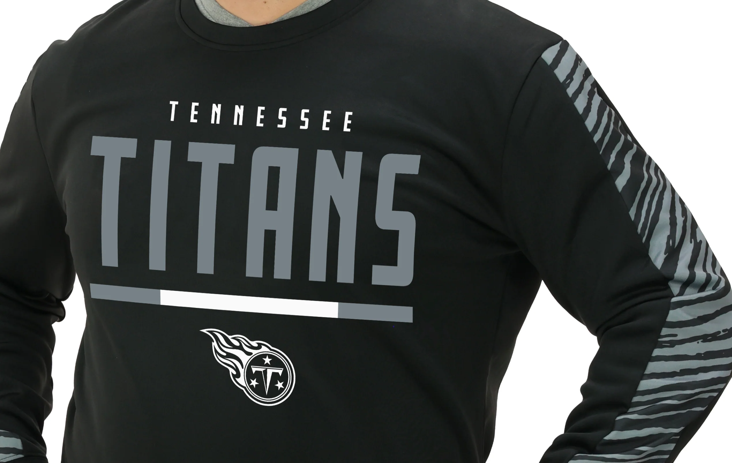 Zubaz NFL Men's Linebacker 2 Color Zebra Long Sleeve Panel Crewneck Sweatshirt, TENNESSEE TITANS - Image 50