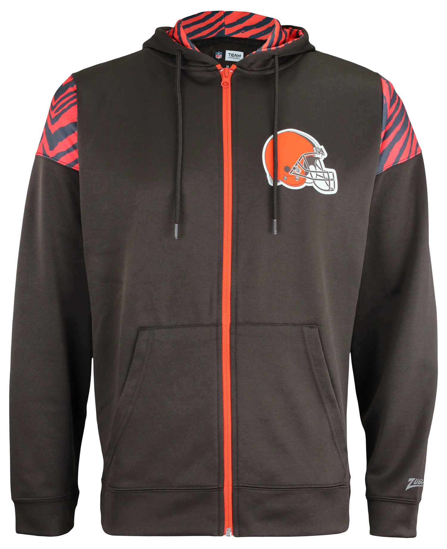 Zubaz NFL Men's Logo 2 Color Zebra Bands and Hood Liner Full Zip Hoodie, CLEVELAND BROWNS - Image 10